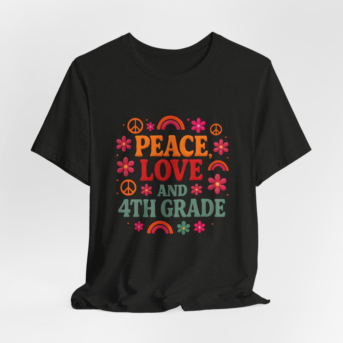 Peace, Love and 4th Grade T-Shirt — Retro Teacher Appreciation Tee