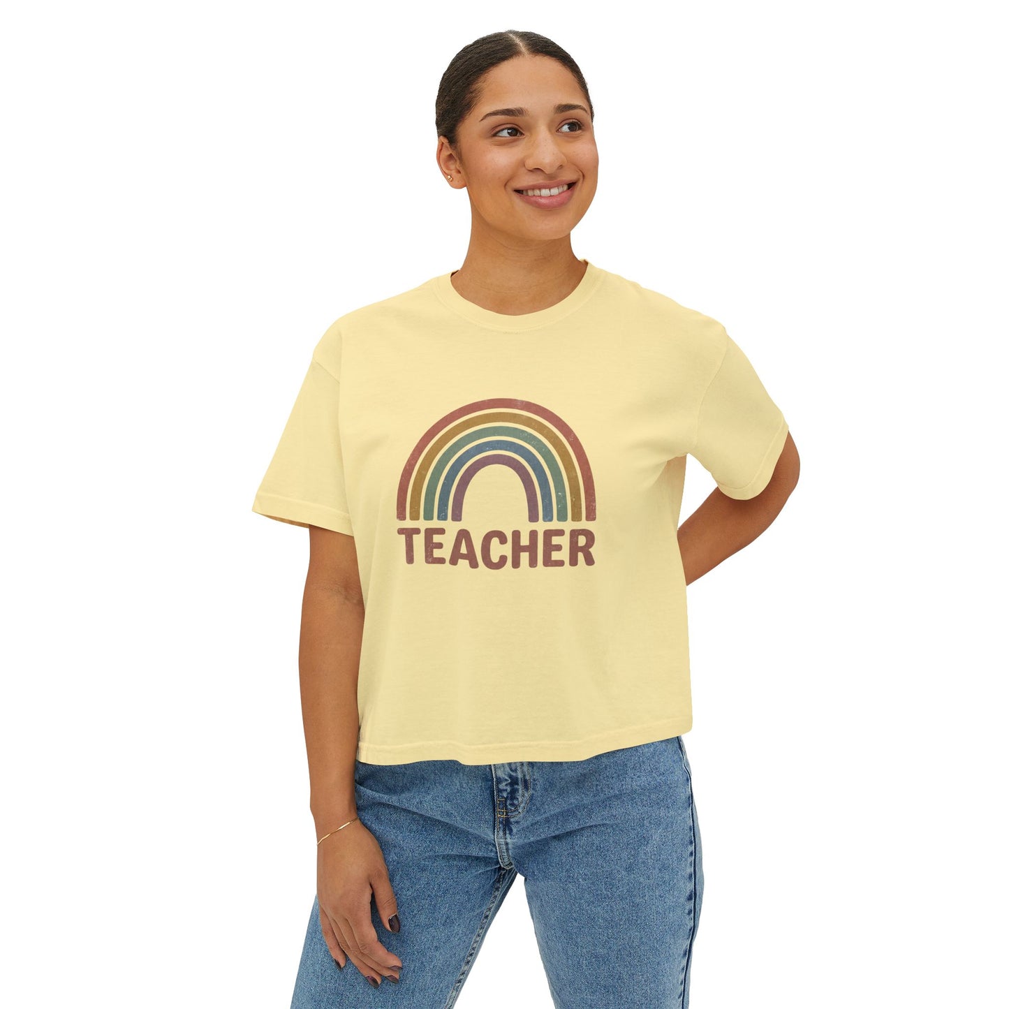 Teacher Rainbow Boxy Tee