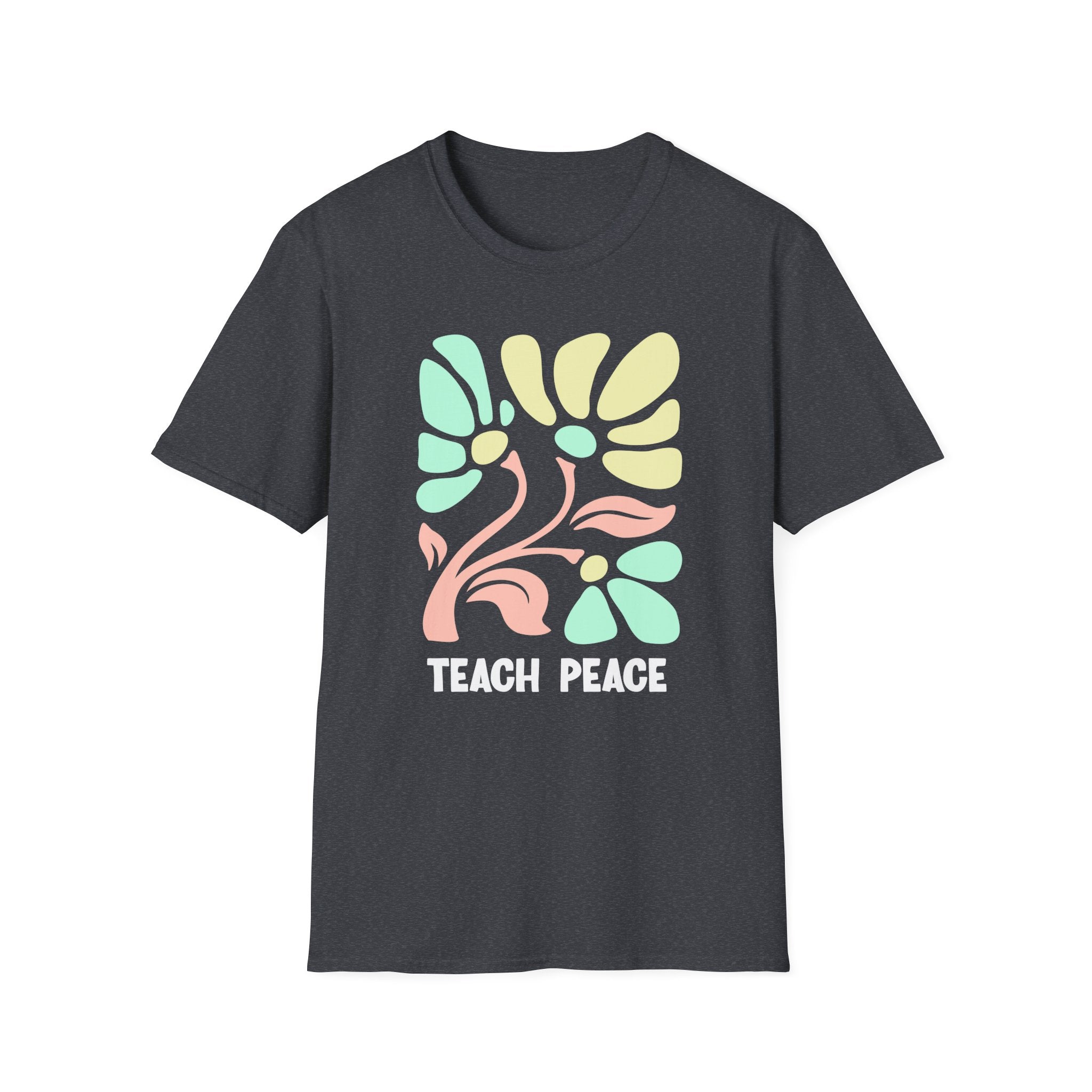 Teach Peace Floral T-Shirt — Retro Pastel Flower Graphic Tee