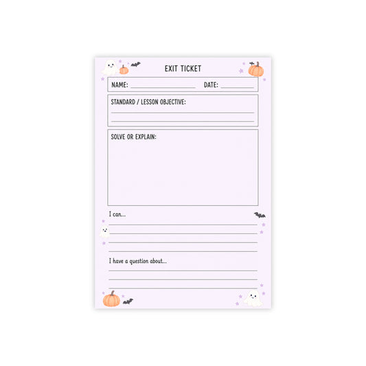 Halloween Classroom Exit Ticket Post-it® Pad, 4x6 Formative Assessment