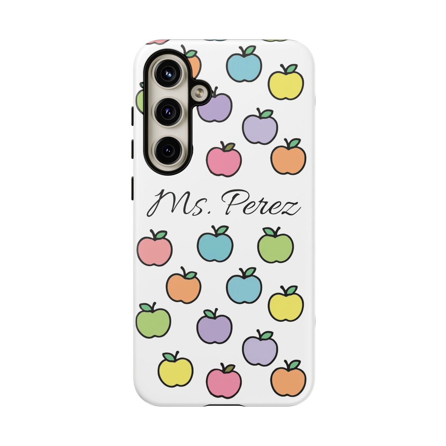 Personalized Teacher Apple Phone Case | Custom Name Teacher iPhone Case | Cute Apple Pattern Phone Case | Teacher Gift