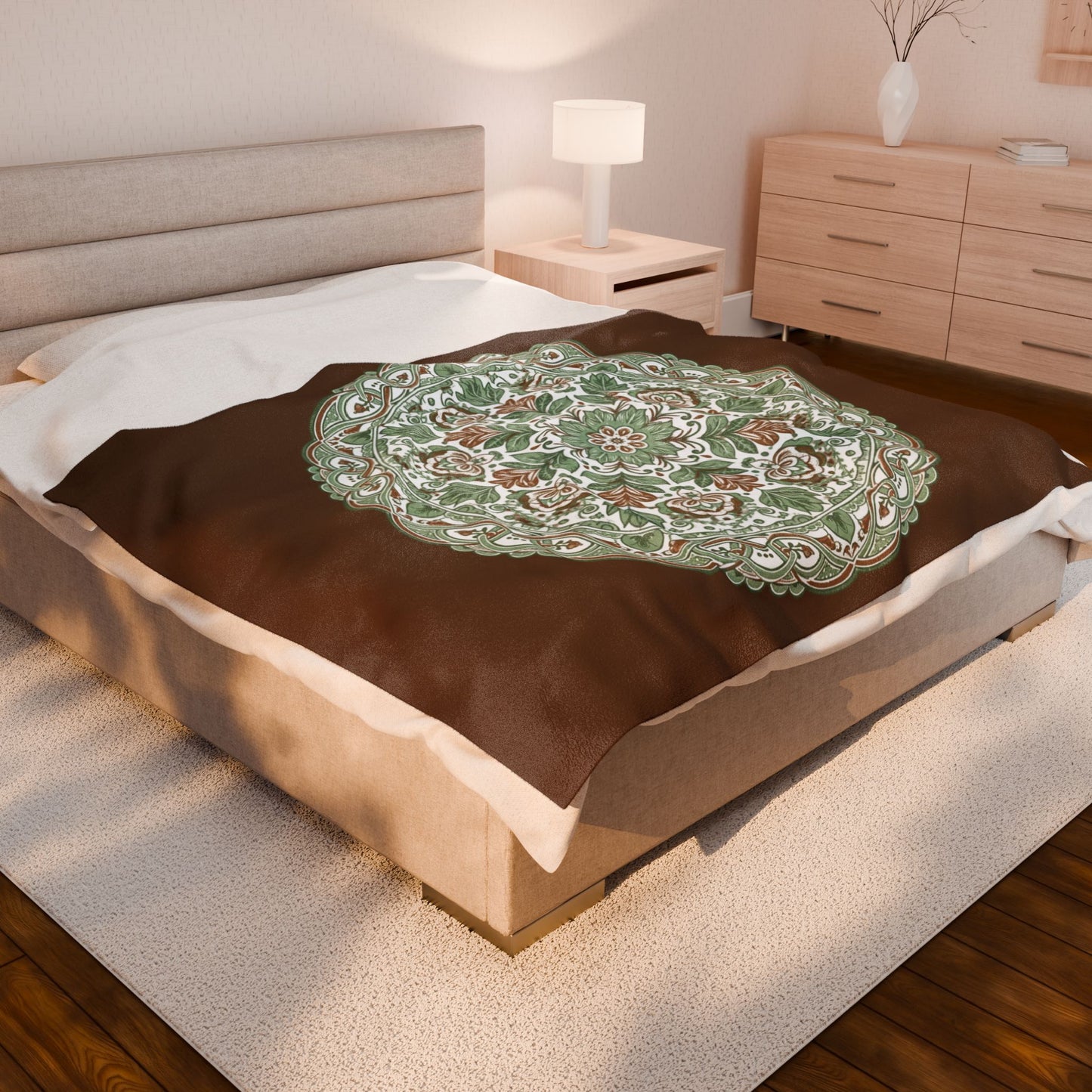 Botanical Mandala Throw Blanket | Cozy Earth Tone Blanket for Teachers | Calm Home Decor | Thoughtful Teacher Gift