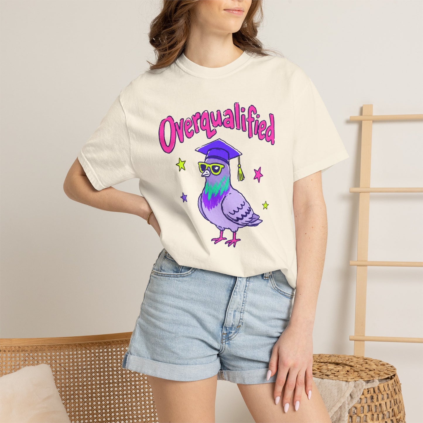 Overqualified Pigeon Graduation T-Shirt, Comfort Colors 1717