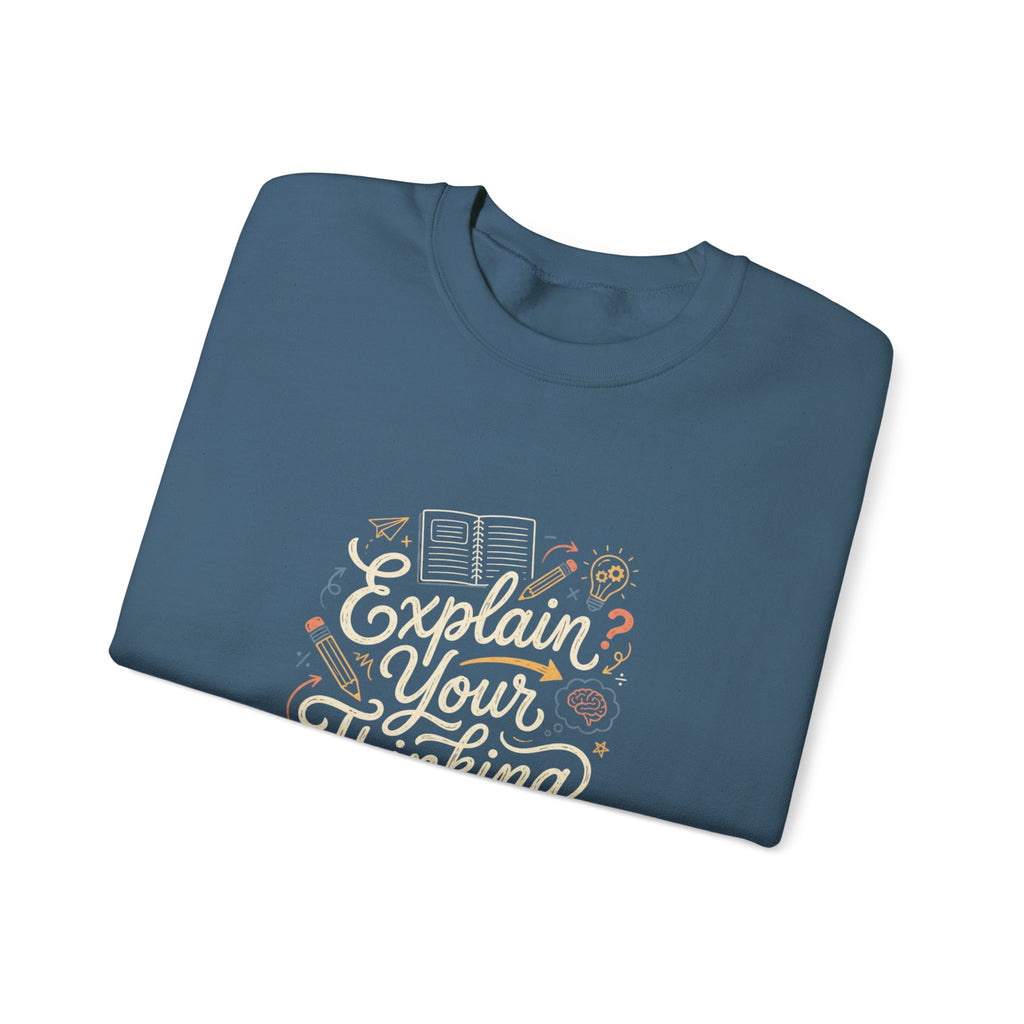 Explain Your Thinking Sweatshirt — Teacher & Tutor Coffee Cozy Crewneck