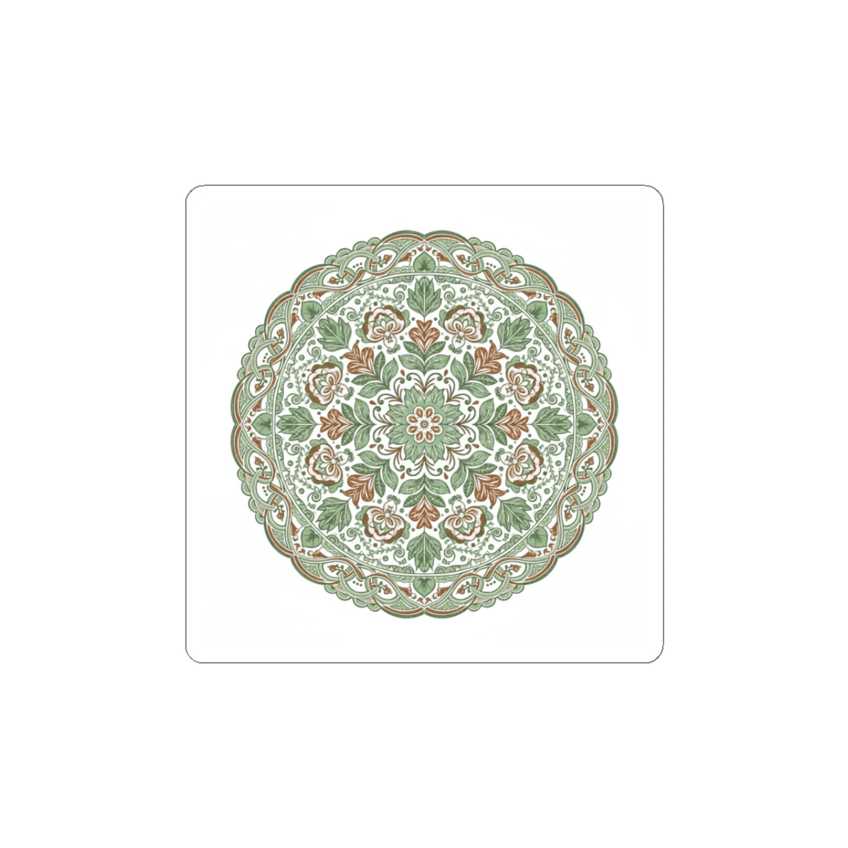 Folk Flourish Mandala Kiss-Cut Stickers | Rustic Floral Folk Art