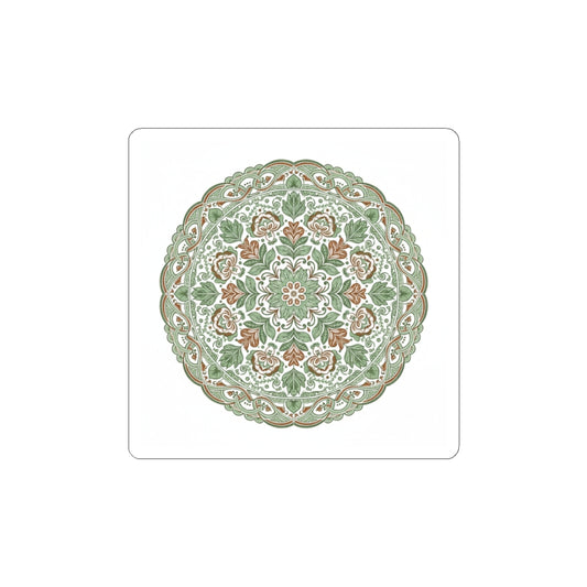 Folk Flourish Mandala Kiss-Cut Stickers | Rustic Floral Folk Art