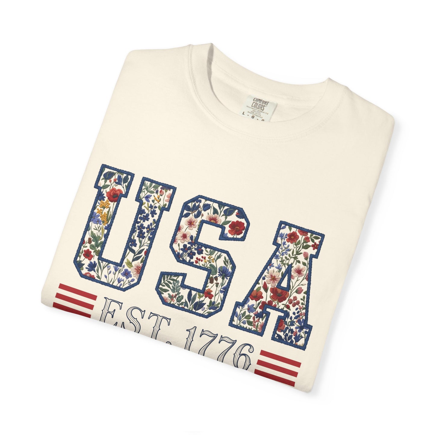 Floral USA Comfort Colors Teacher Shirt: Patriotic History Teacher Tee
