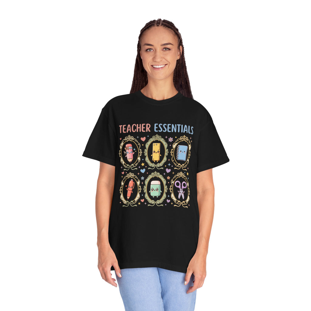 Teacher Essentials T-Shirt — Cute Classroom Supplies Graphic Tee