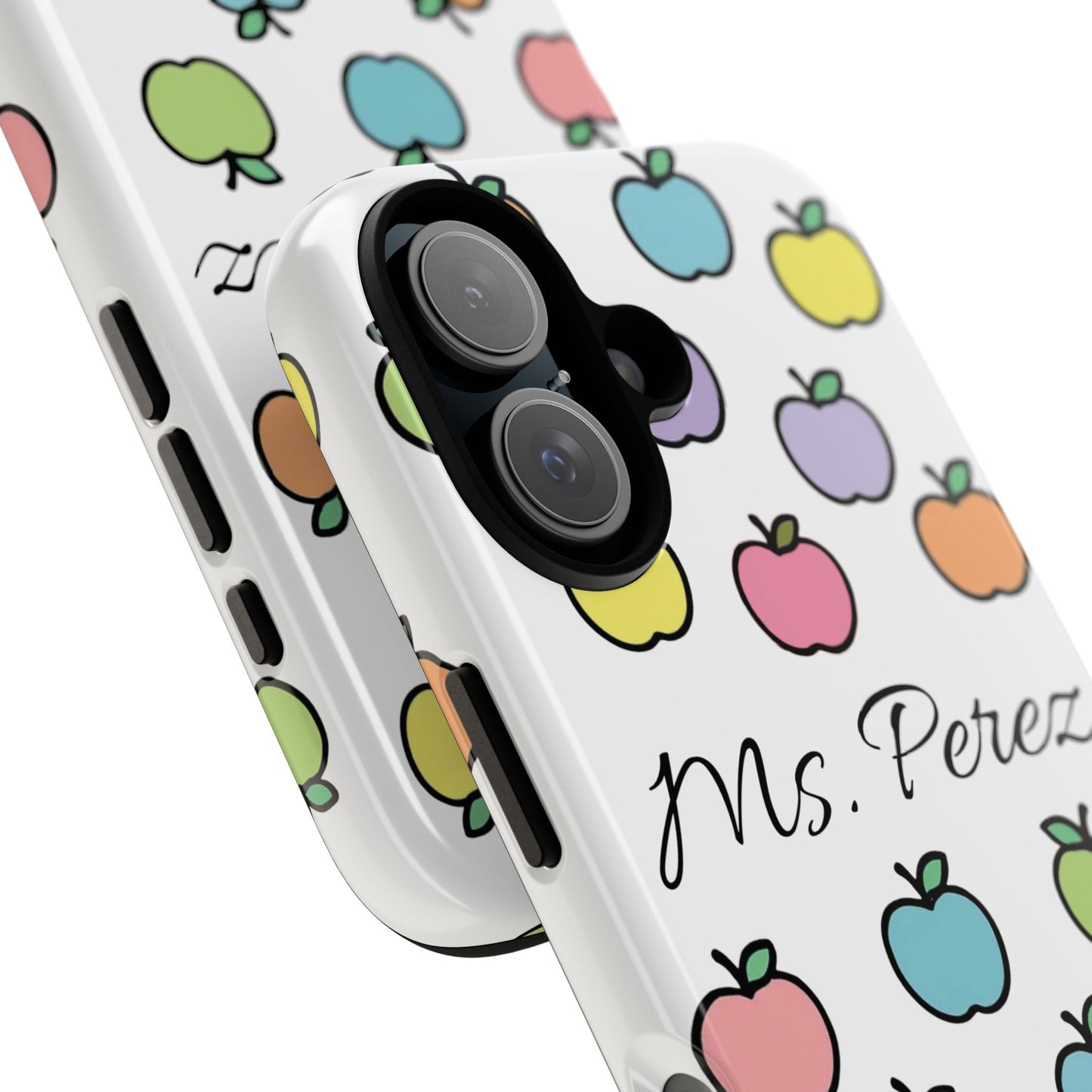 Personalized Teacher Apple Phone Case | Custom Name Teacher iPhone Case | Cute Apple Pattern Phone Case | Teacher Gift