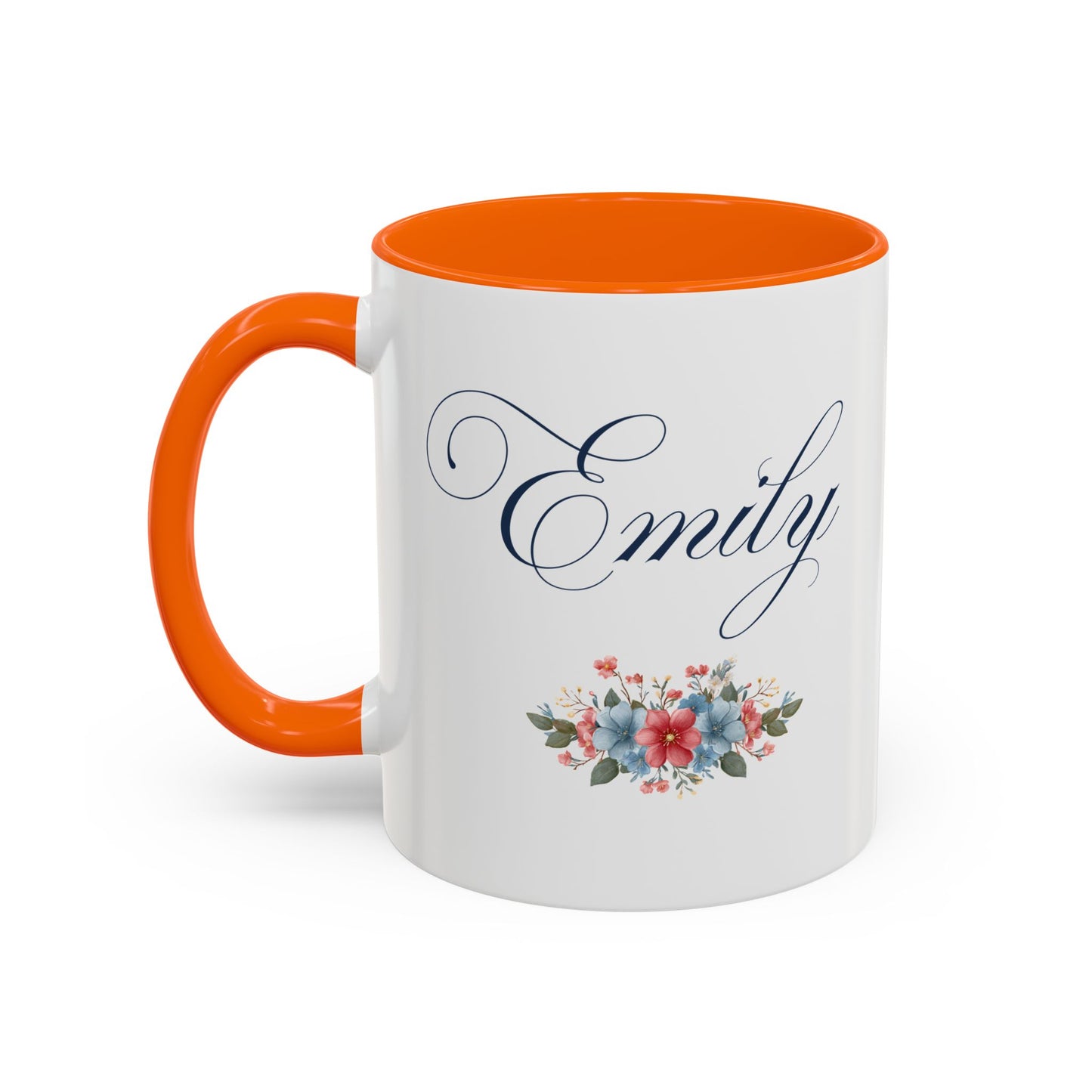 Personalized Patriotic Mug, Custom Name Ceramic Coffee Cup, USA Floral Accent Mug, Fourth of July Hostess Gift, 11oz 15oz