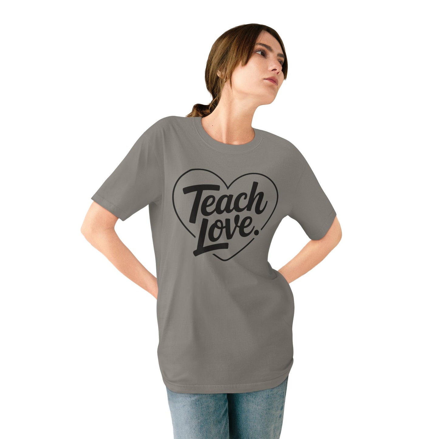 100% Organic Teach Love Heart T-Shirt — Teacher Appreciation Tee