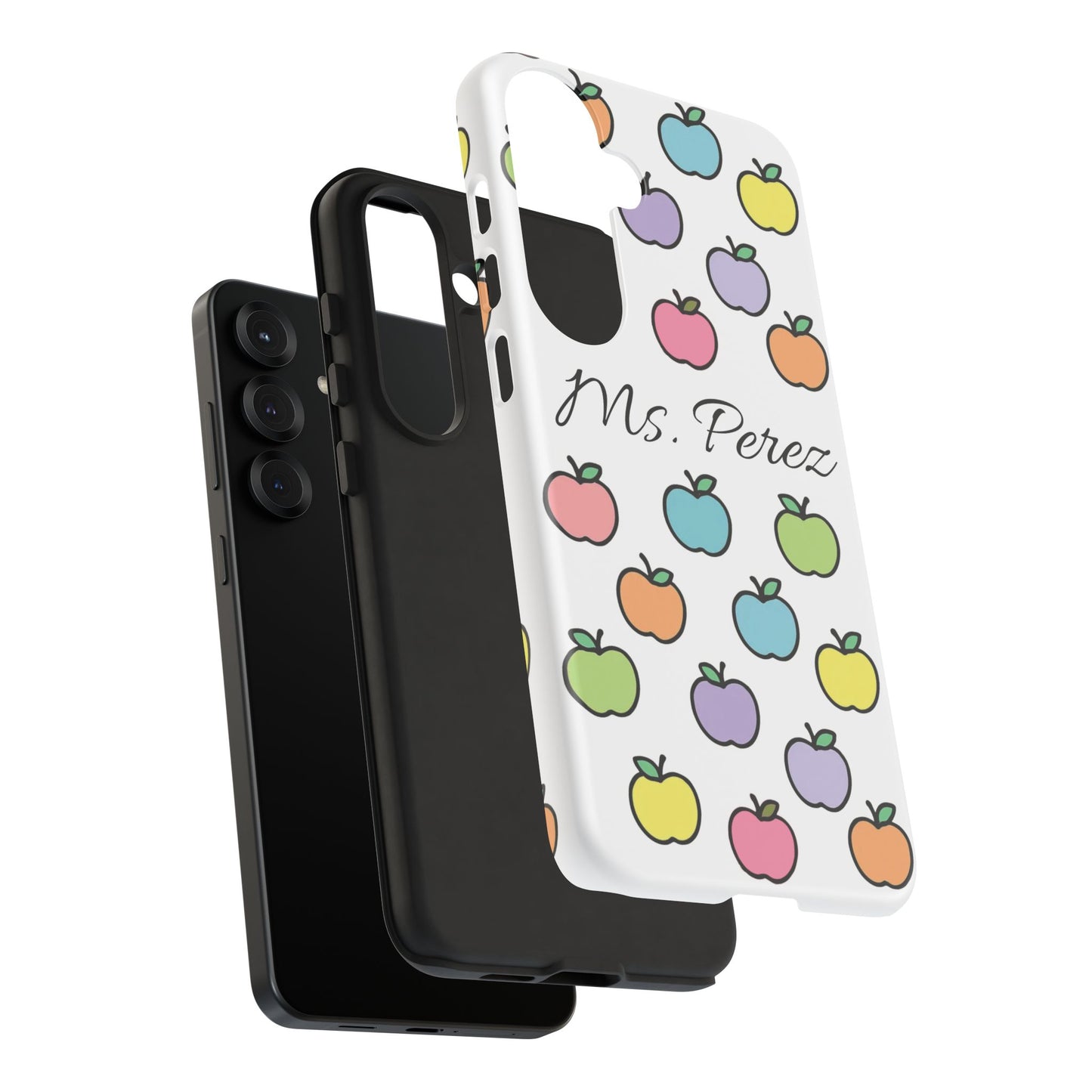 Personalized Teacher Apple Phone Case | Custom Name Teacher iPhone Case | Cute Apple Pattern Phone Case | Teacher Gift