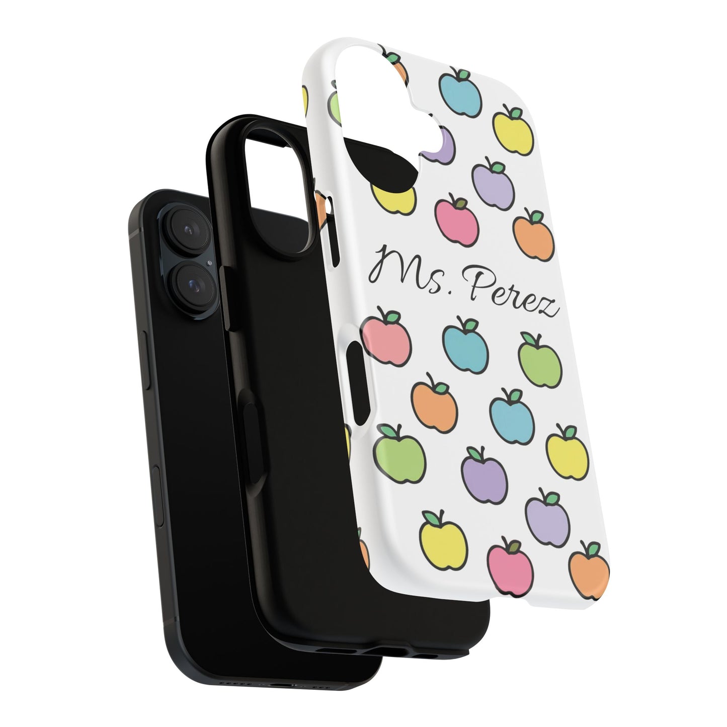 Personalized Teacher Apple Phone Case | Custom Name Teacher iPhone Case | Cute Apple Pattern Phone Case | Teacher Gift