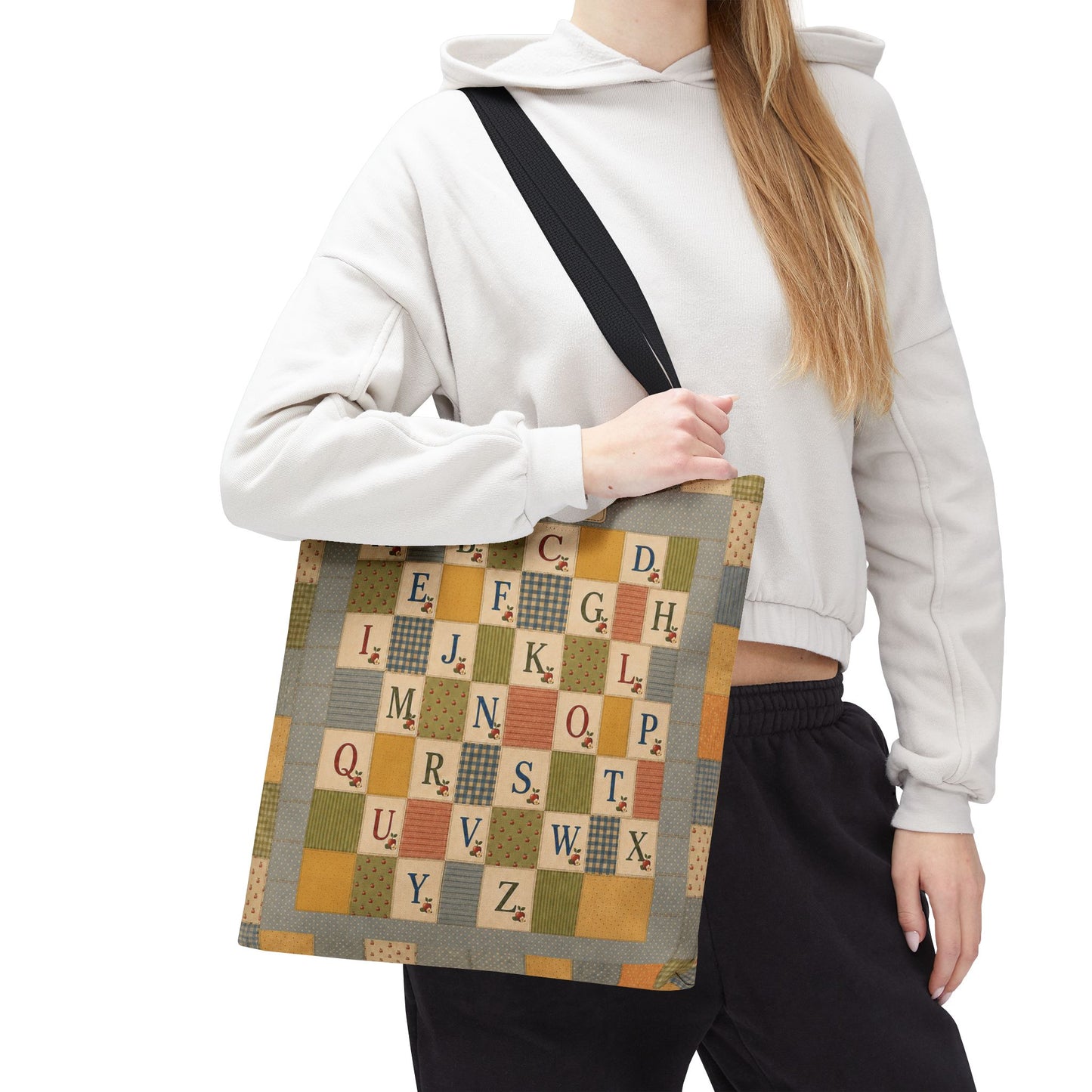 Personalized Teacher Tote Bag, Custom Name Alphabet Quilt Bag, Vintage ABC School Bag, Teacher Gift, Back to School Tote