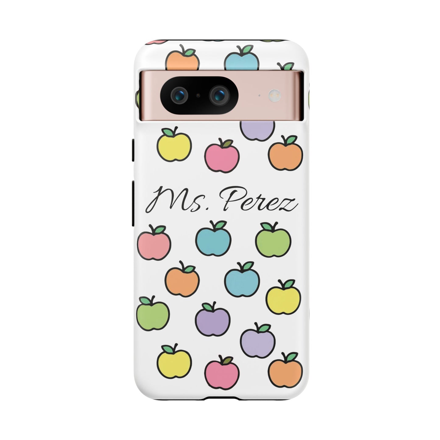 Personalized Teacher Apple Phone Case | Custom Name Teacher iPhone Case | Cute Apple Pattern Phone Case | Teacher Gift
