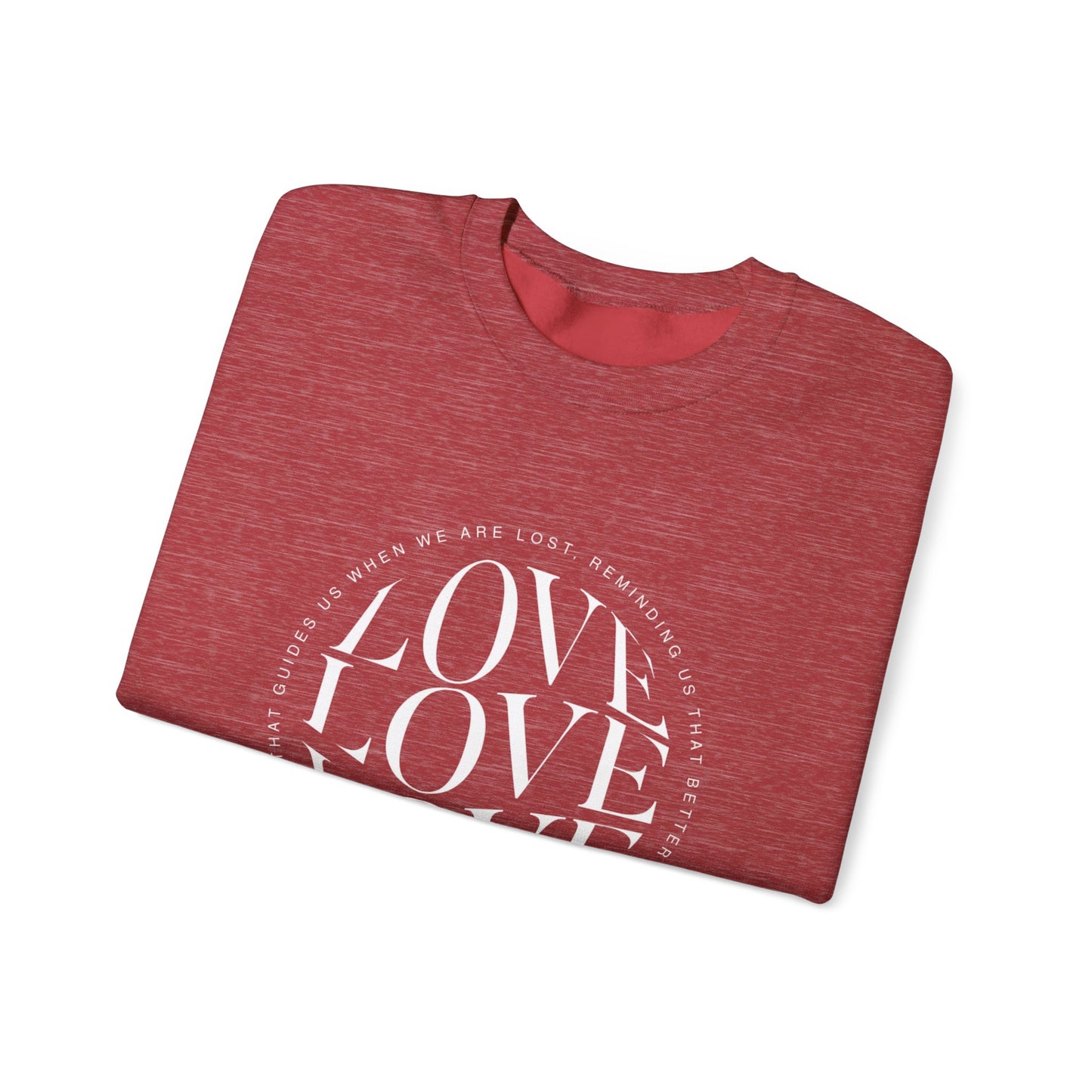 Love Circle Crewneck Sweatshirt — 'LOVE LOVE LOVE' Graphic Pullover