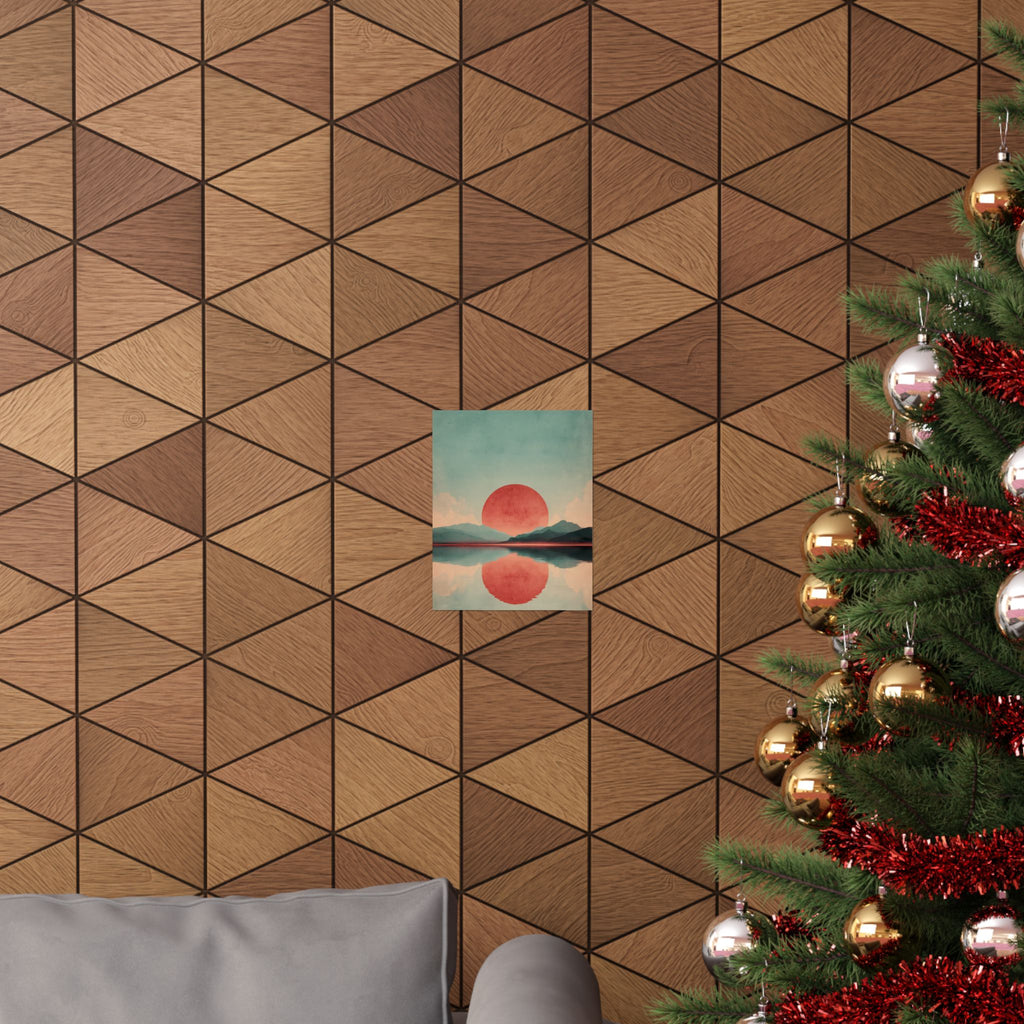 Sunset Reflection Matte Poster — Minimalist Landscape Wall Art