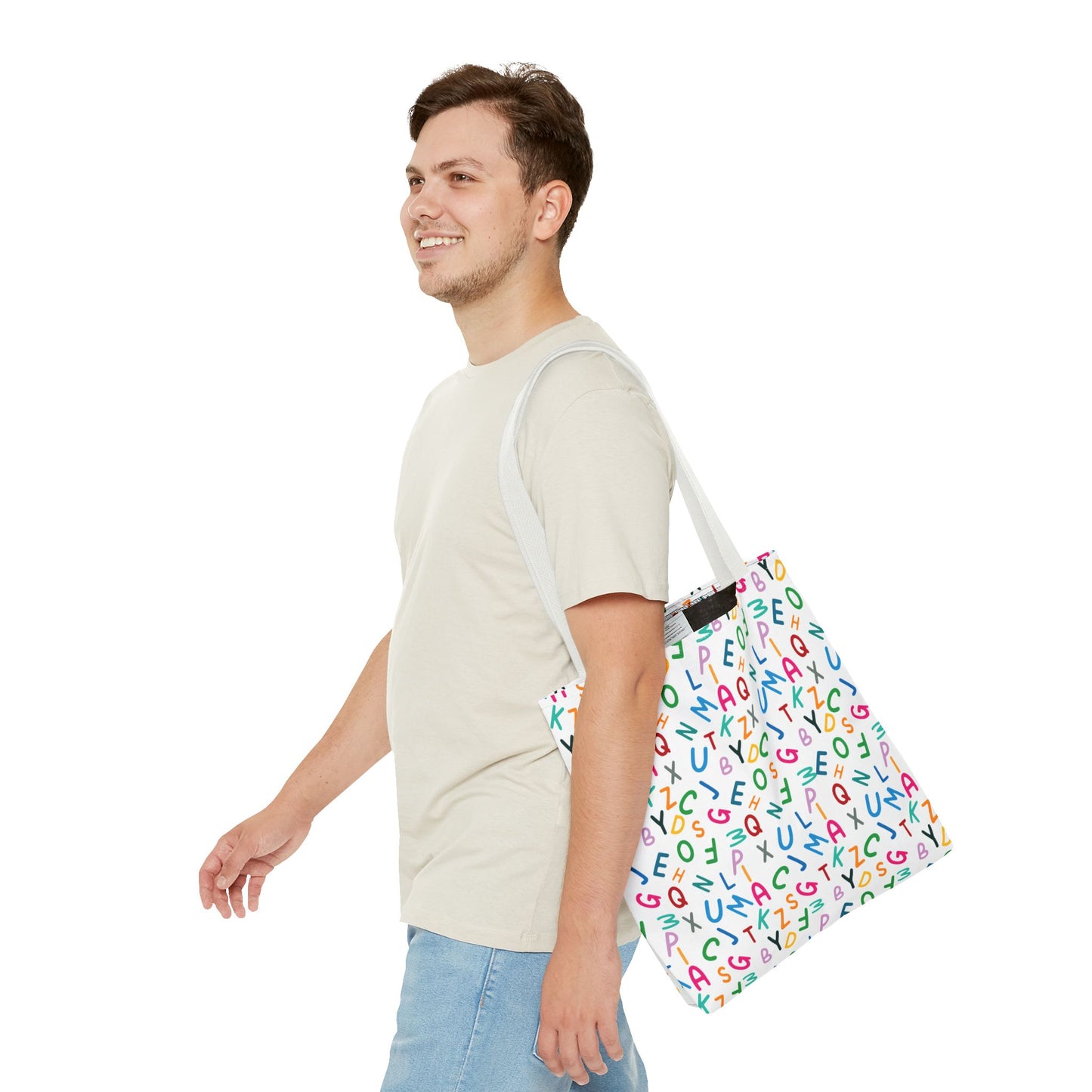 Colorful Alphabet Pattern Tote Bag