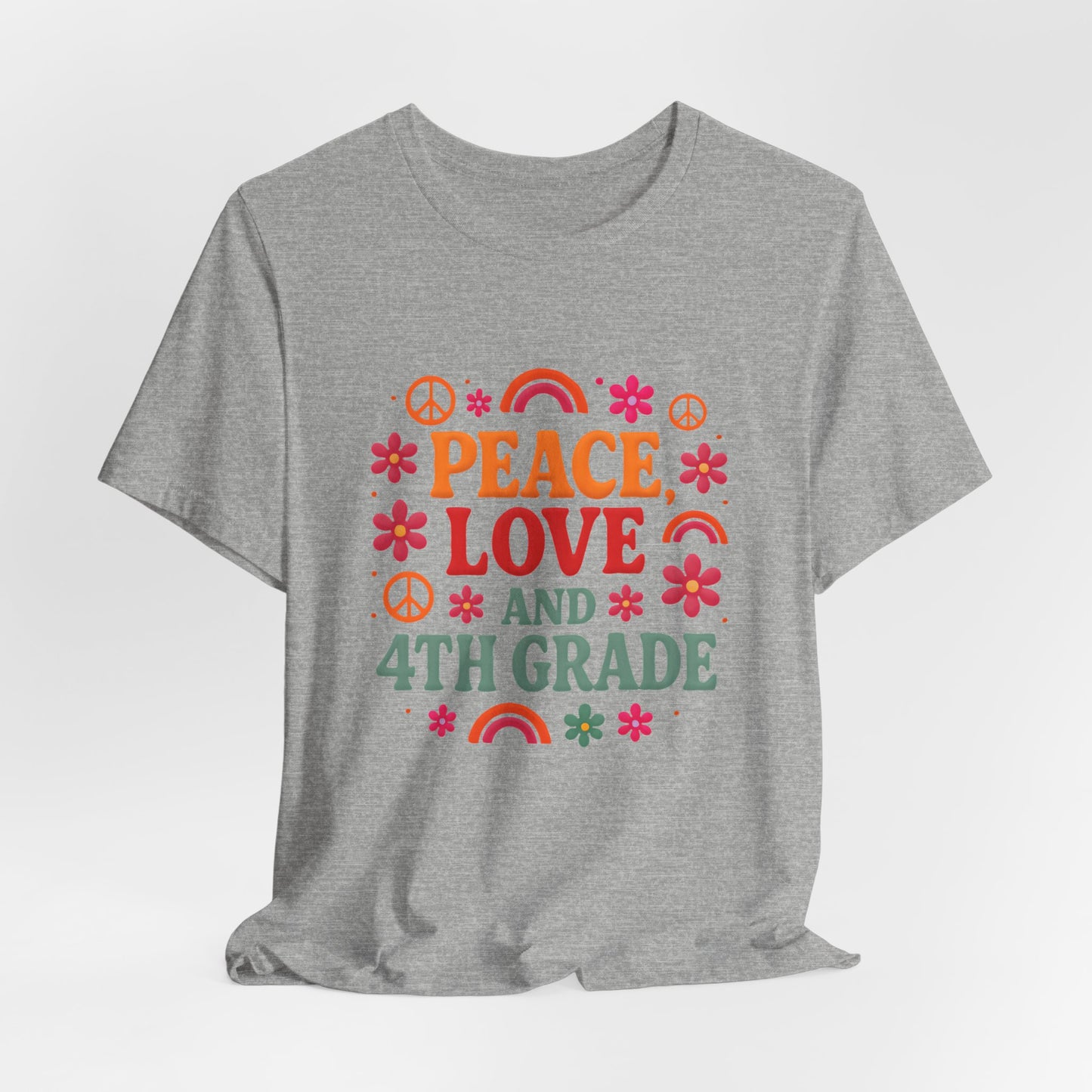 Peace, Love and 4th Grade T-Shirt — Retro Teacher Appreciation Tee