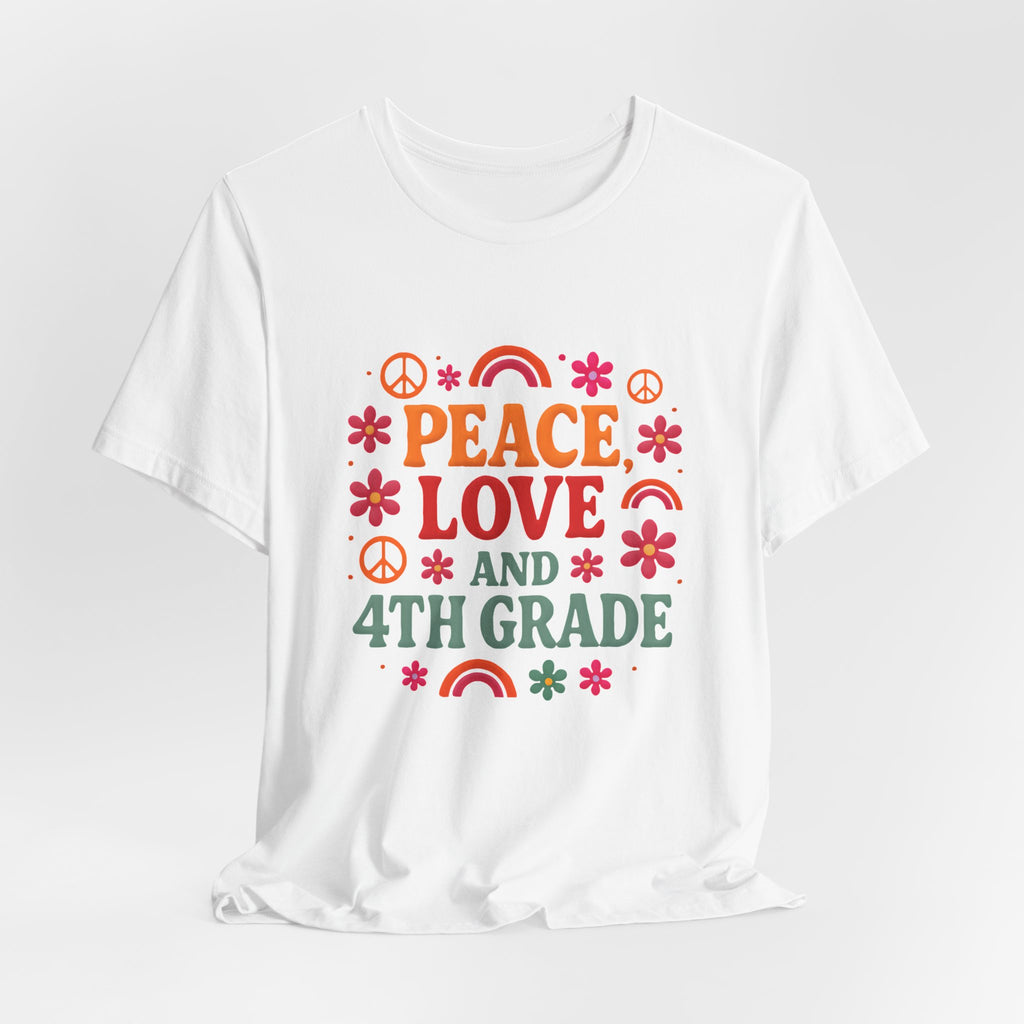 Peace, Love and 4th Grade T-Shirt — Retro Teacher Appreciation Tee
