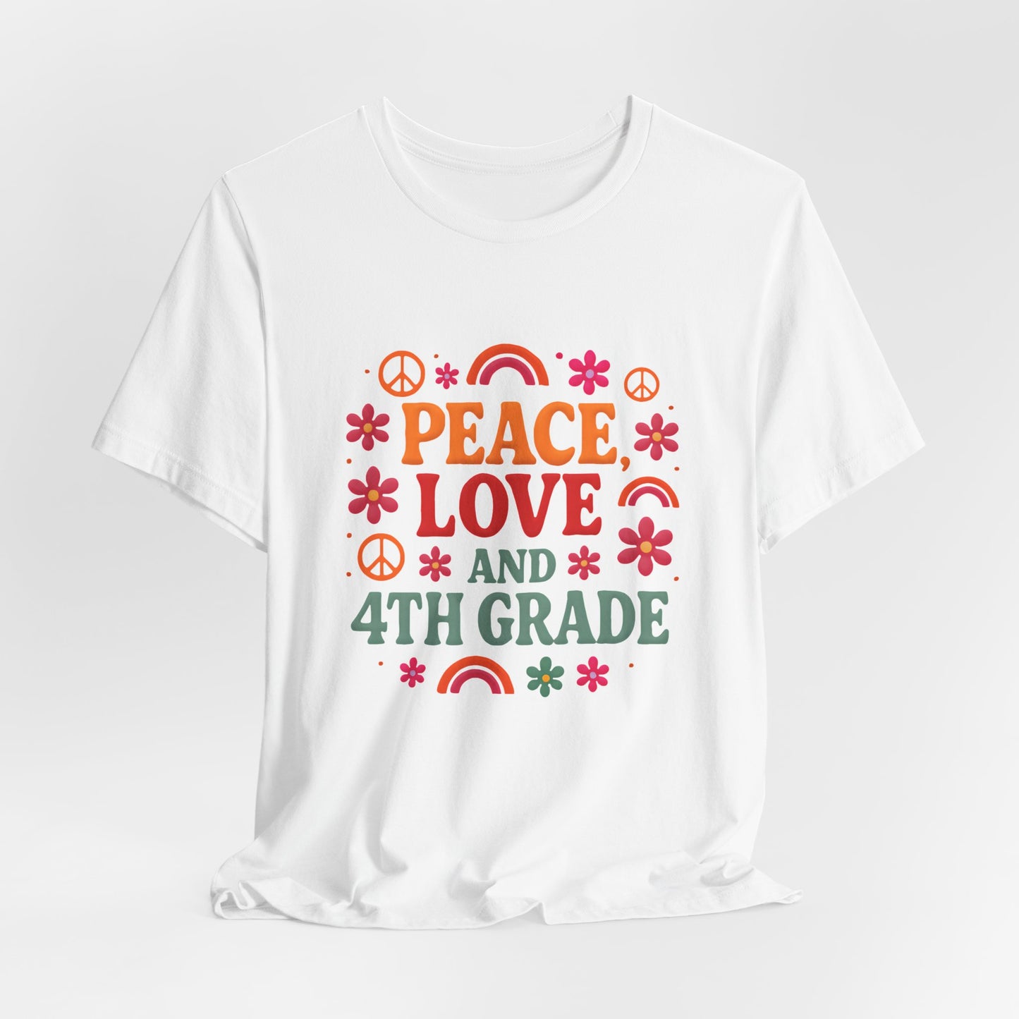 Peace, Love and 4th Grade T-Shirt — Retro Teacher Appreciation Tee