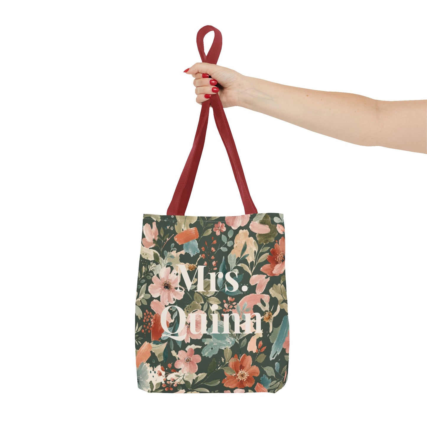 Personalized Floral Teacher Tote Bag: Custom Name Daily School Carryal