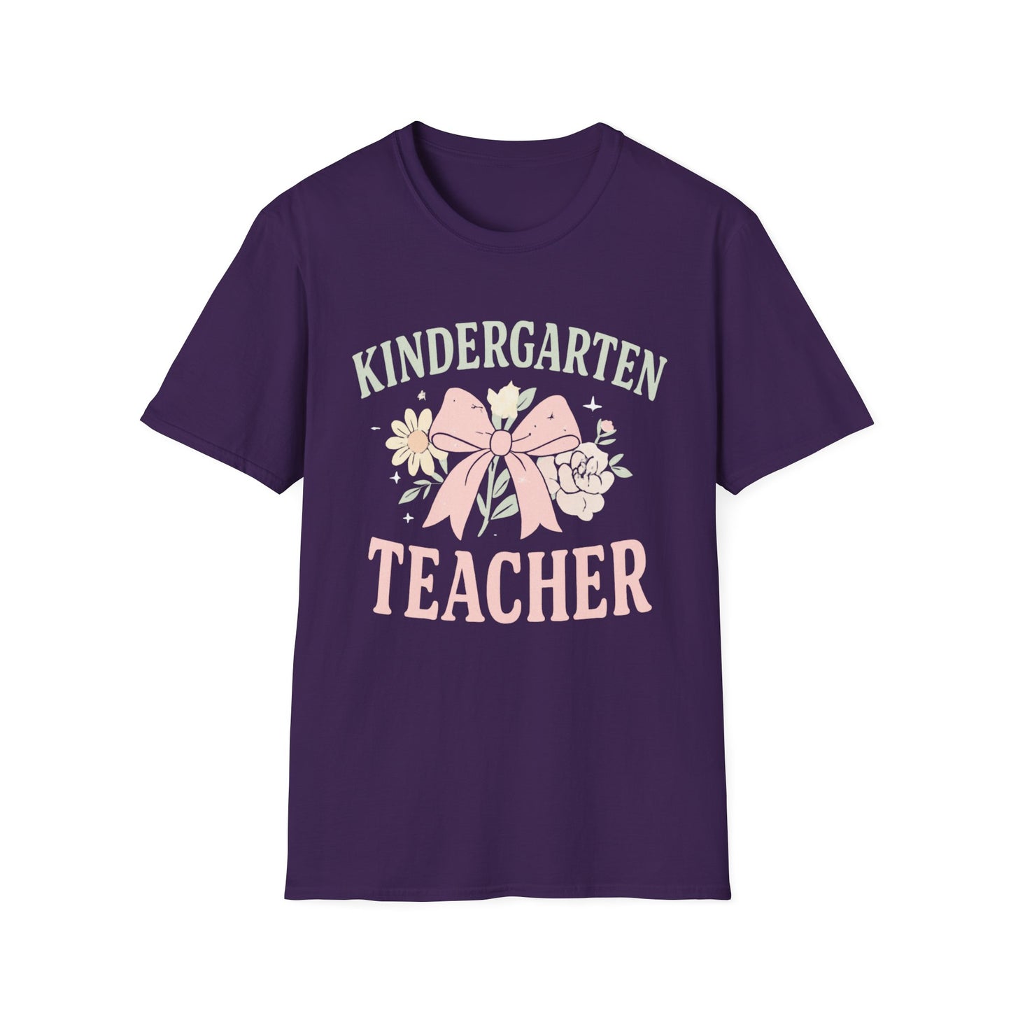 Kindergarten Teacher T-Shirt — Floral Bow Design, Cute Teacher Gift for Women