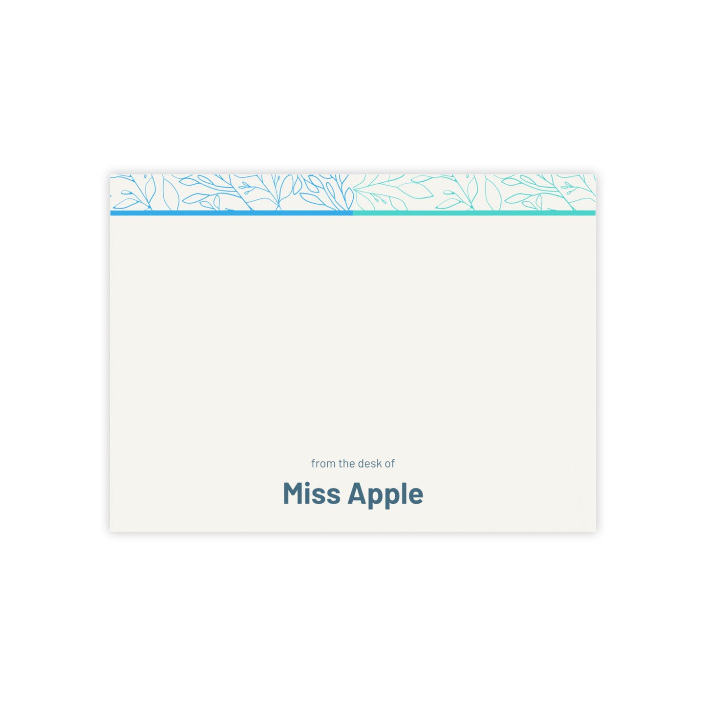 Personalized Teacher Post-it® Note Pad, Custom From the Desk of Stationery, 4x3 Inch, 50 Sheets