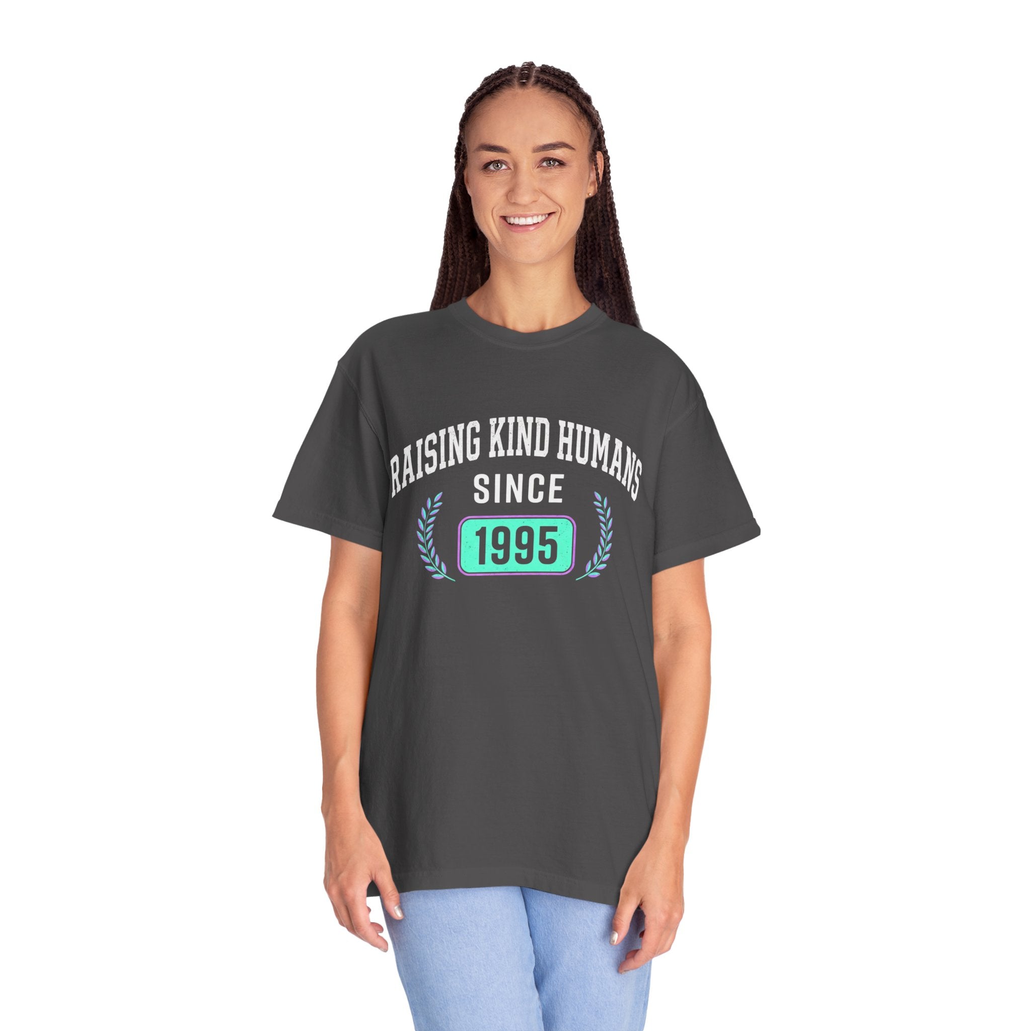 Raising Kind Humans T-Shirt — Personalized Birth Year