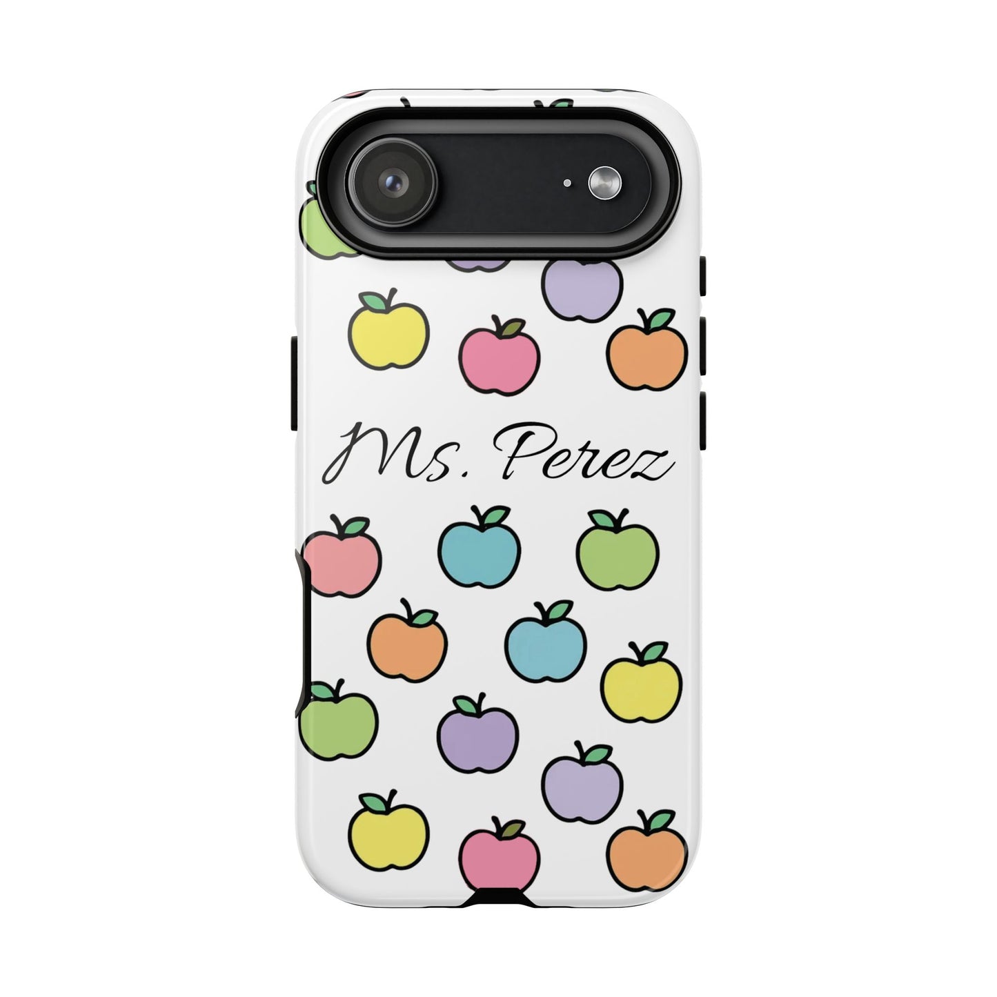 Personalized Teacher Apple Phone Case | Custom Name Teacher iPhone Case | Cute Apple Pattern Phone Case | Teacher Gift