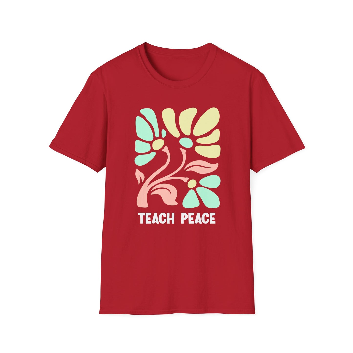Teach Peace Floral T-Shirt — Retro Pastel Flower Graphic Tee