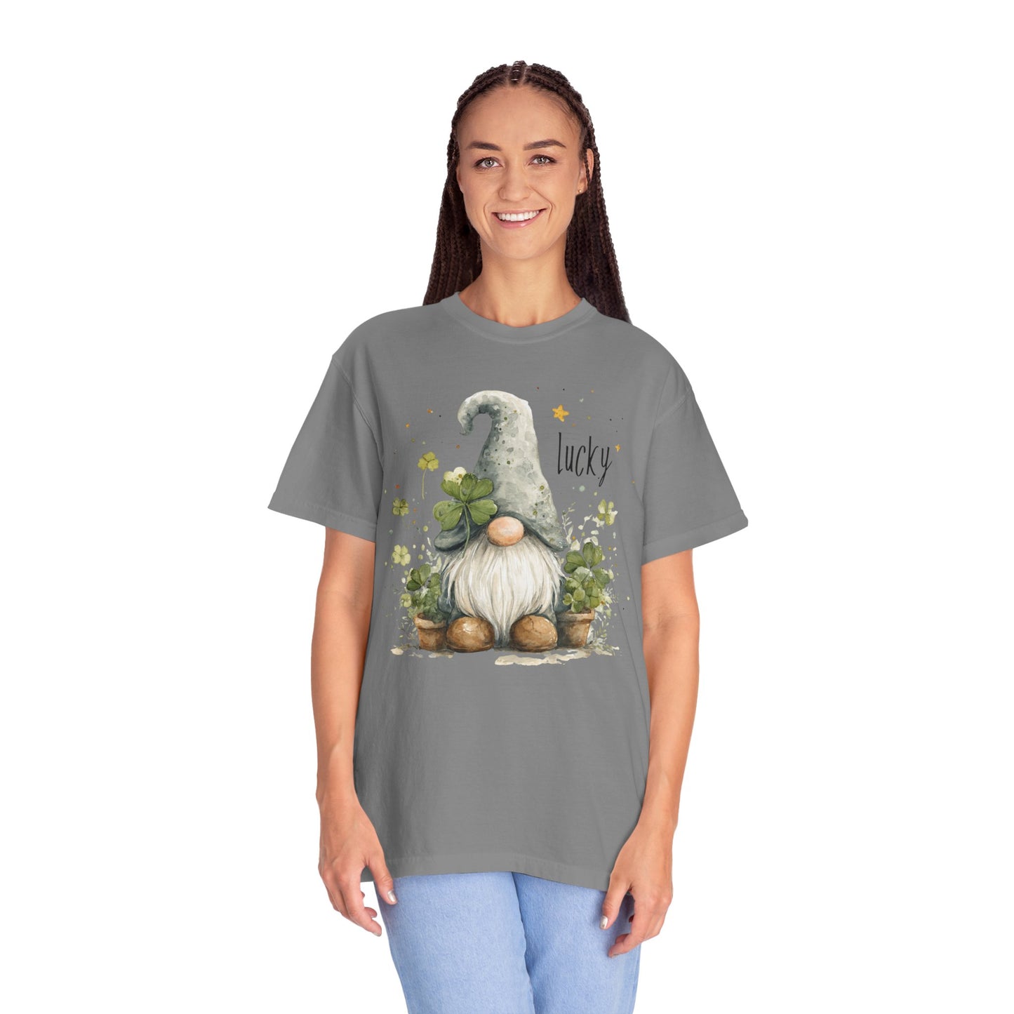 St. Patrick's Gnome T-Shirt — "Lucky" Shamrock Garden Tee