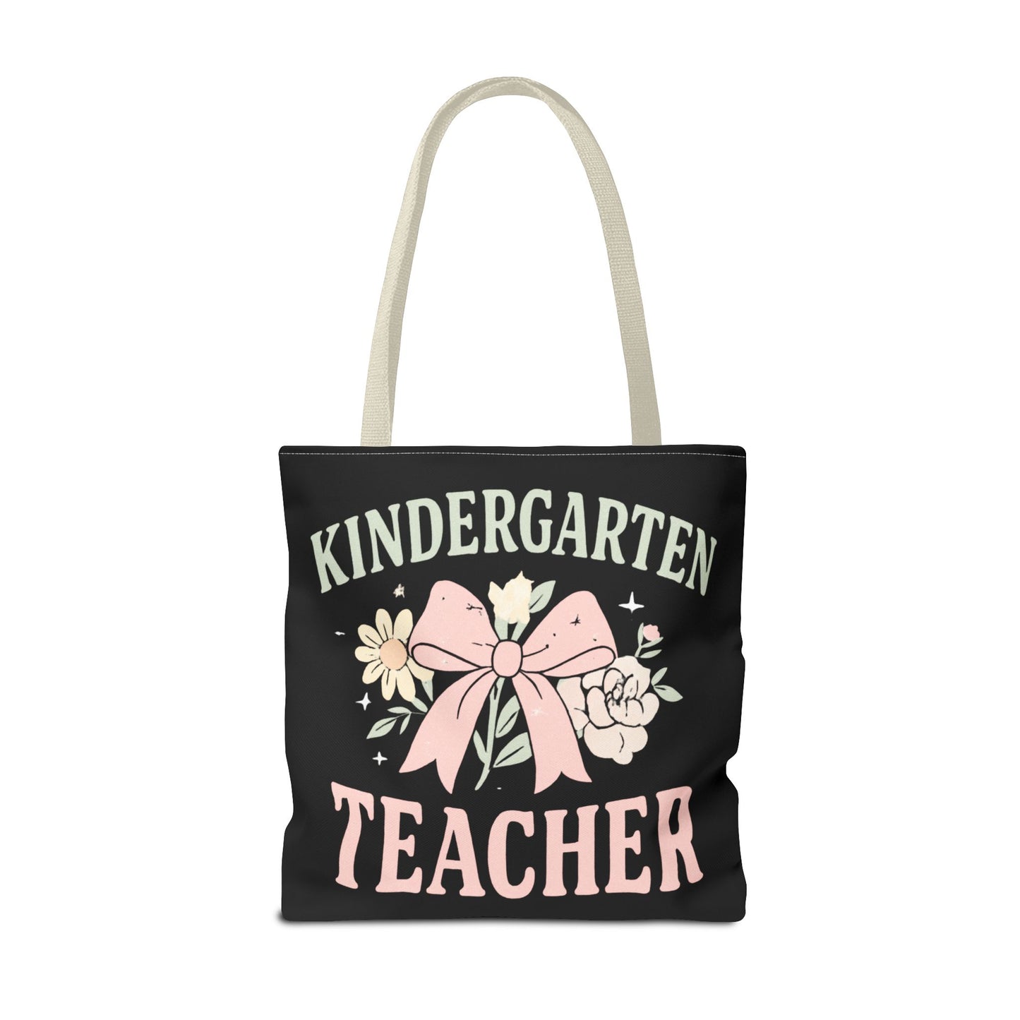 Kindergarten Teacher Floral Tote Bag – Cute Bow & Flowers Teacher Gift