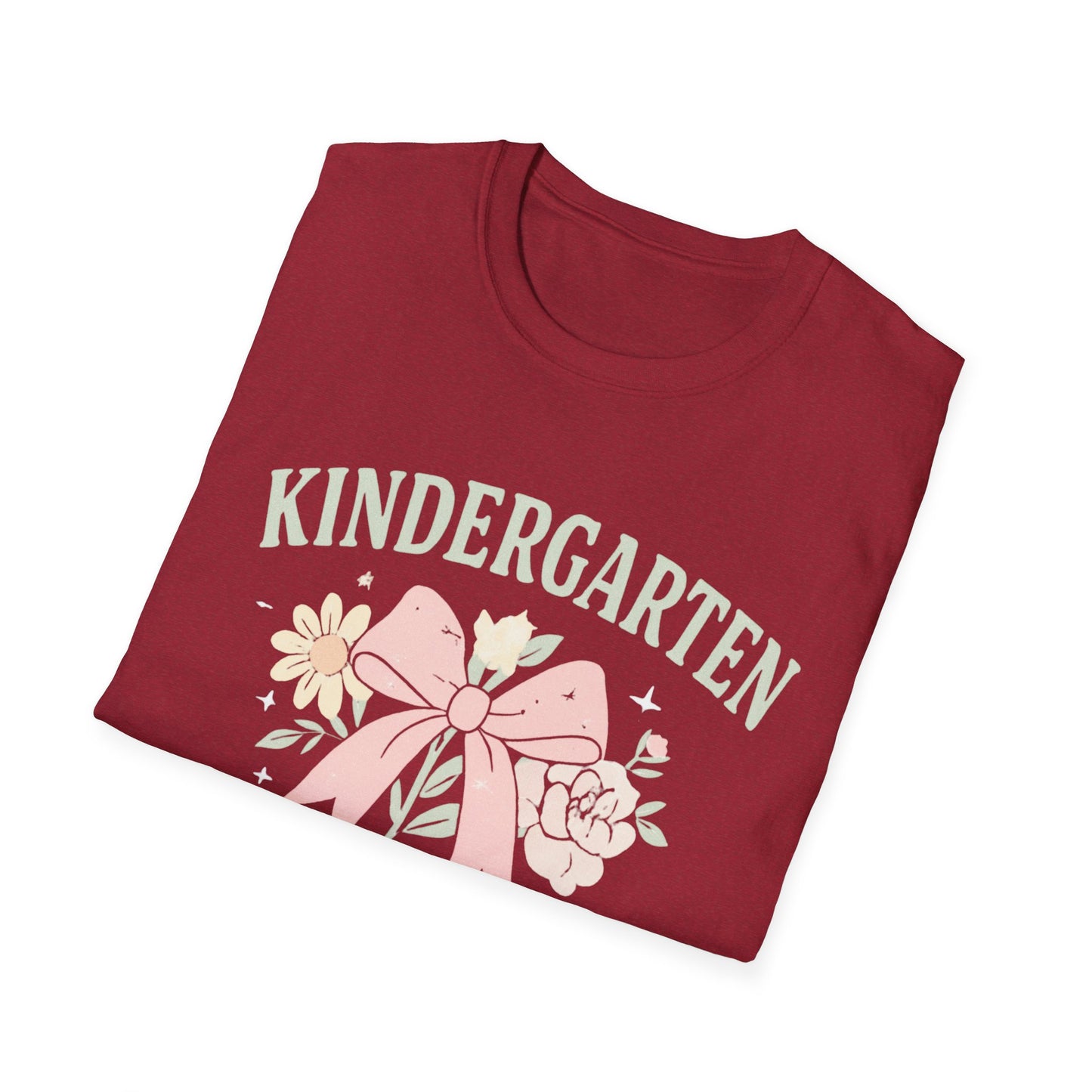 Kindergarten Teacher T-Shirt — Floral Bow Design, Cute Teacher Gift for Women