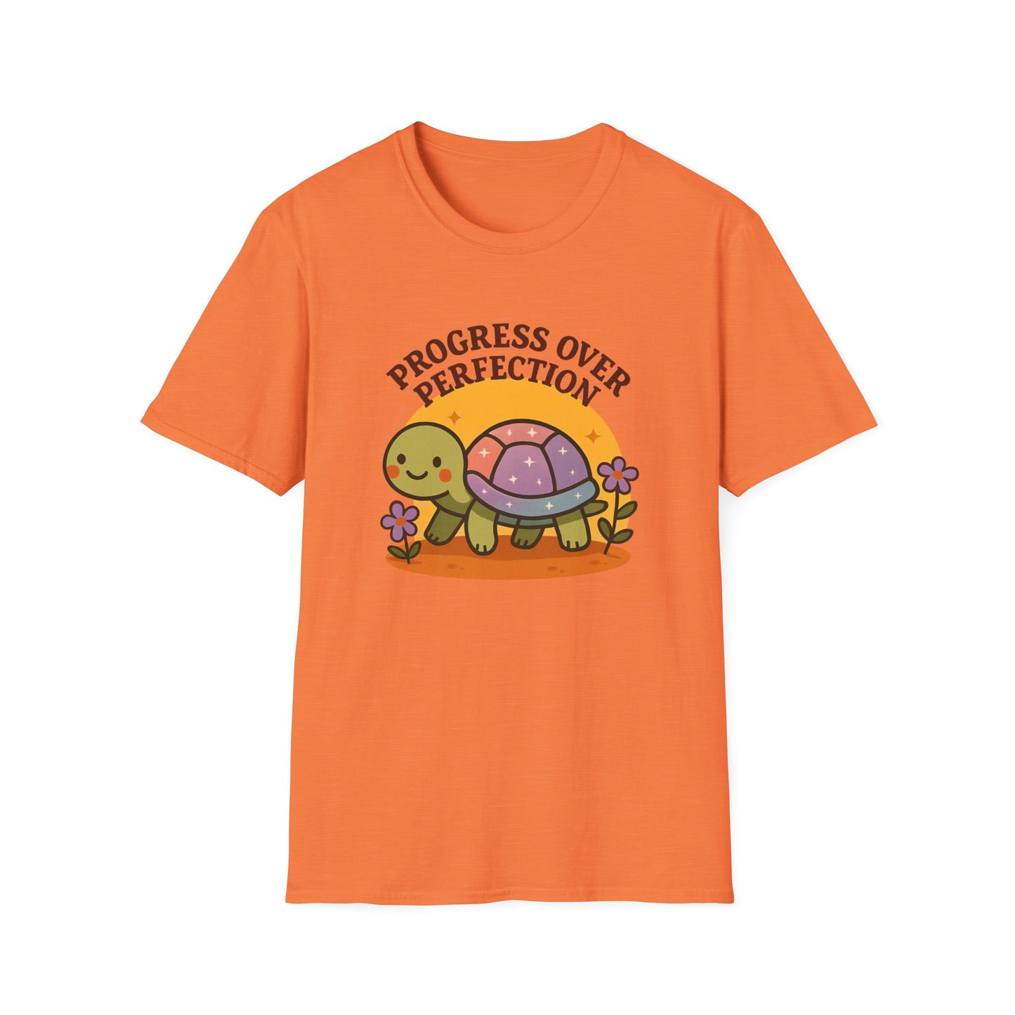 Progress Over Perfection Shirt – Cute Turtle Graphic Tee, Comfort Colors Inspired, Growth Mindset T-Shirt for Teachers, Students & Everyday Wear