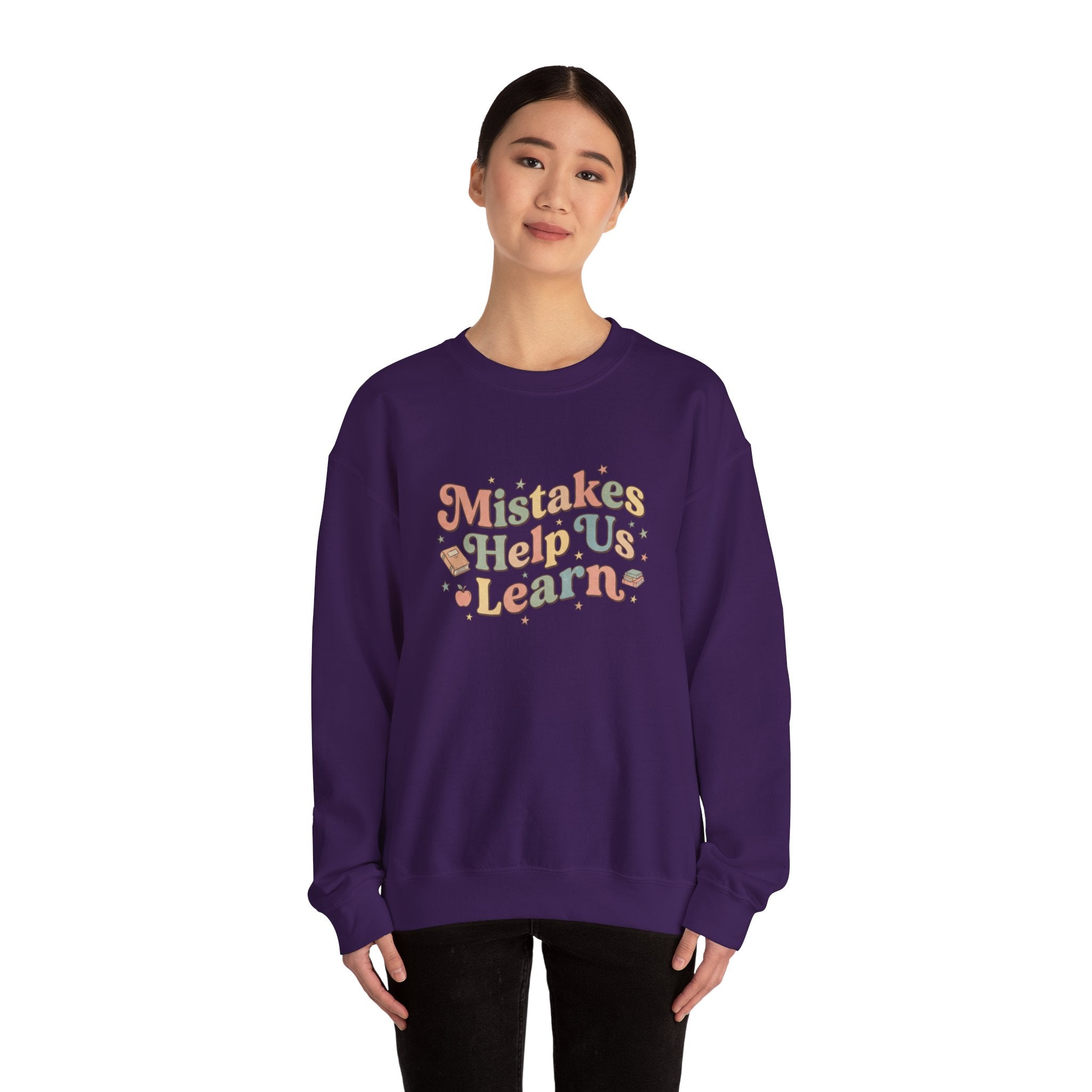 Mistakes Help Us Learn Crewneck Sweatshirt — Retro Inspirational Cozy Pullover