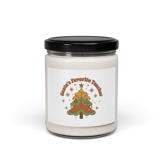 Groovy Retro Christmas Tree Candle, 1970s Holiday Soy Jar