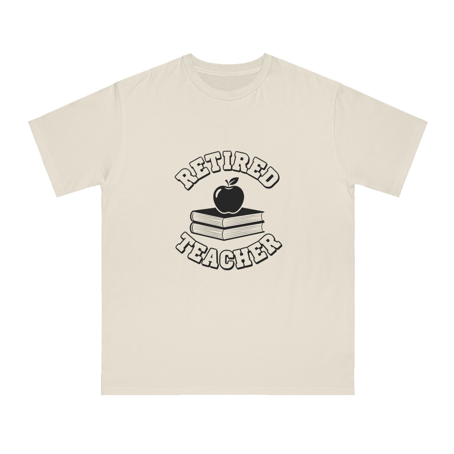 Organic "Retired Teacher" T-Shirt — Vintage Apple & Books Retirement Gift Tee