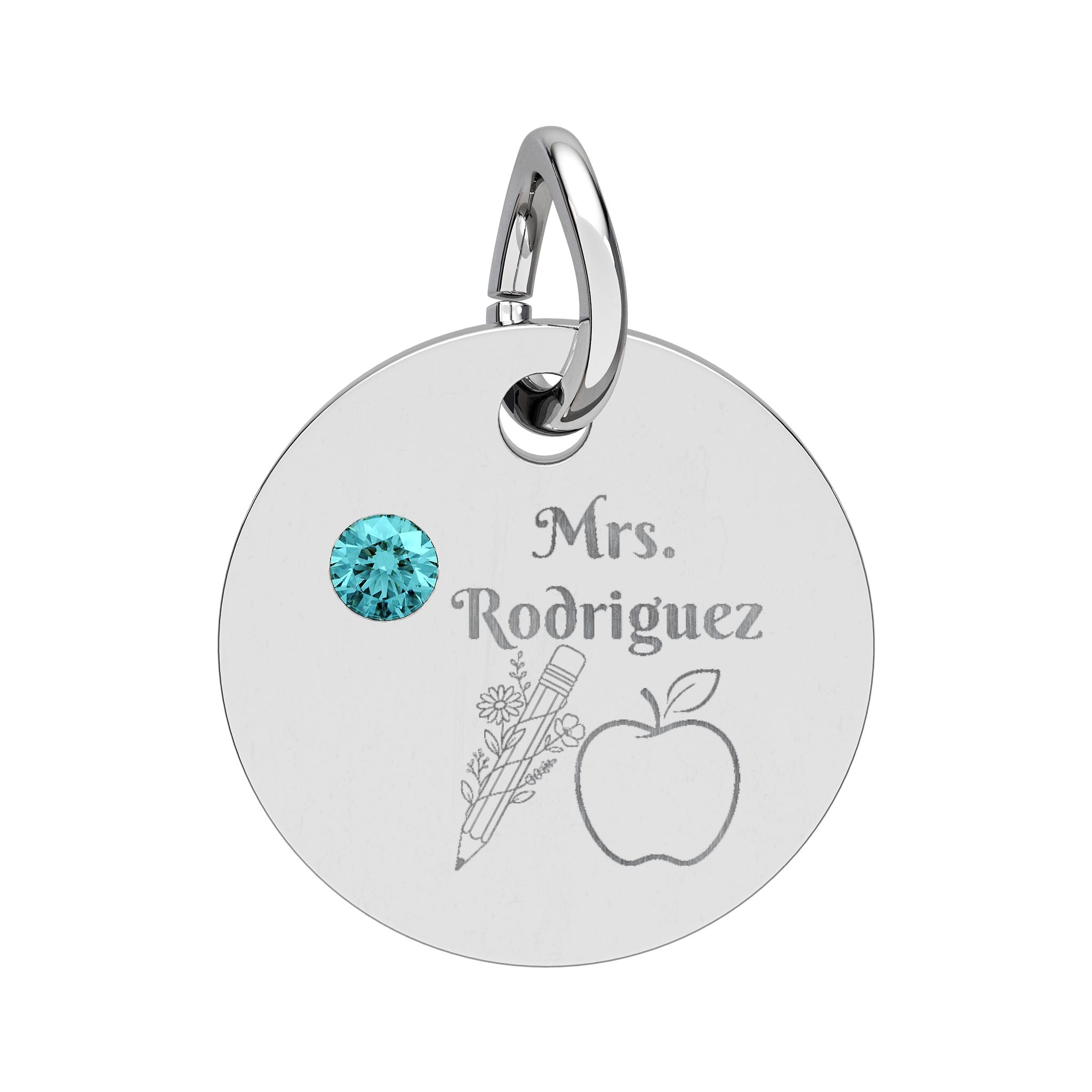 Personalized Teacher Birthstone Charm