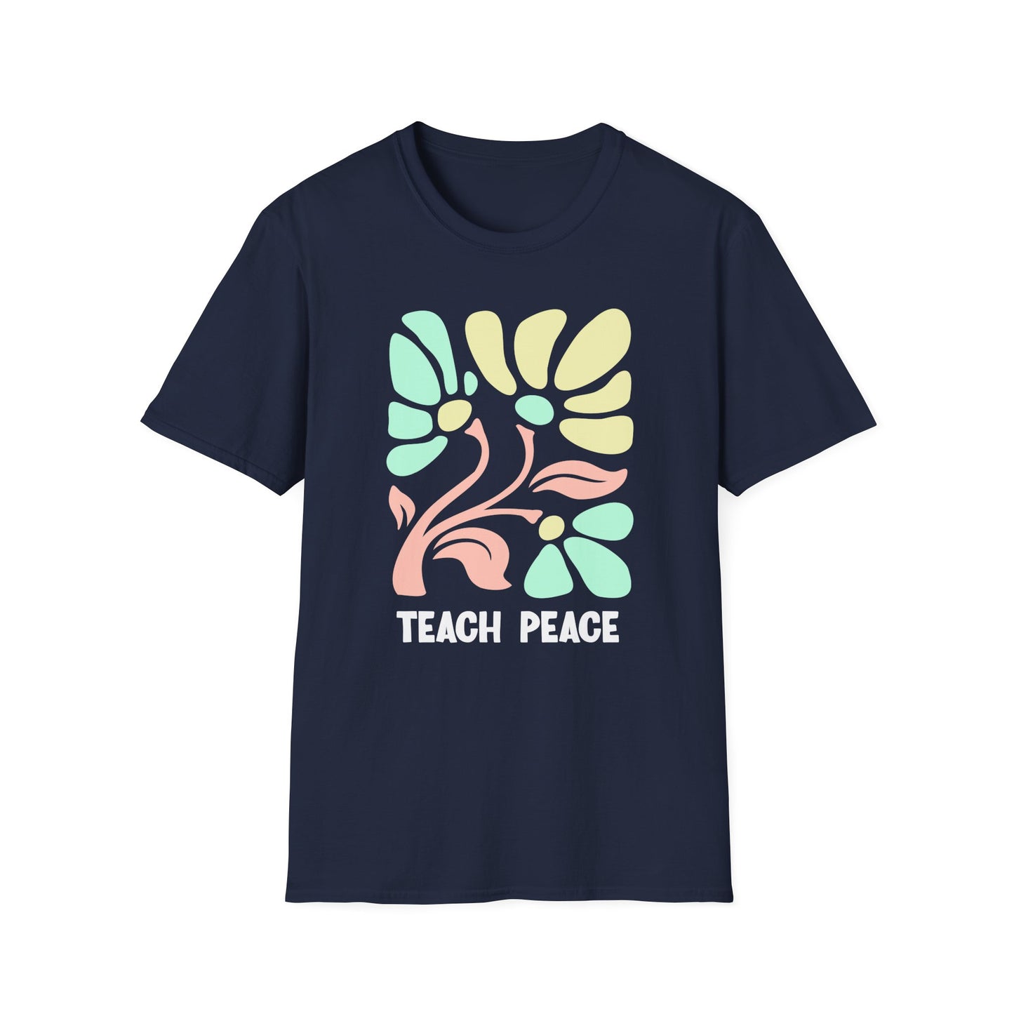 Teach Peace Floral T-Shirt — Retro Pastel Flower Graphic Tee