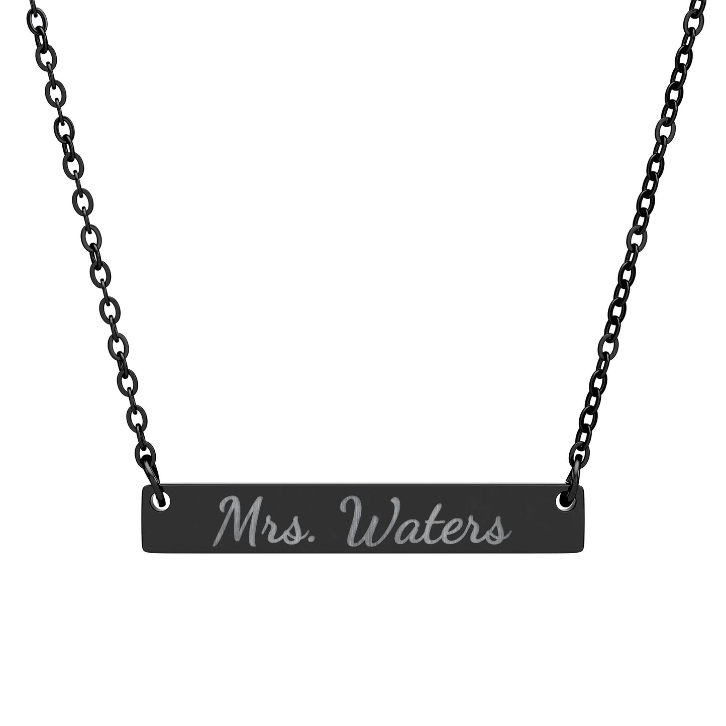 Personalized Teacher Necklace, Custom Engraved Bar Necklace for Mrs or Ms Name, Teacher Appreciation Gift from Student or Class