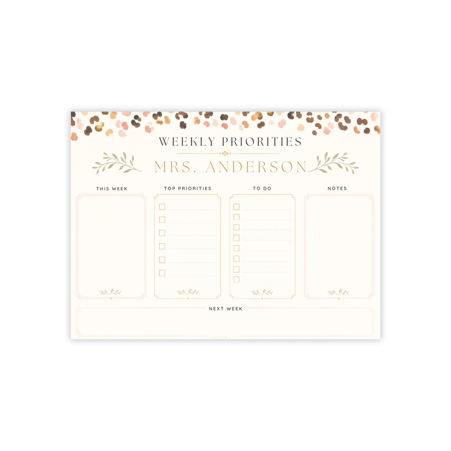 Personalized Teacher Planning Pad 8x6 Post-it, Custom Name Desk Planner Sticky Notes, To Do List, Teacher Desk Pad, Lesson Planner Gift