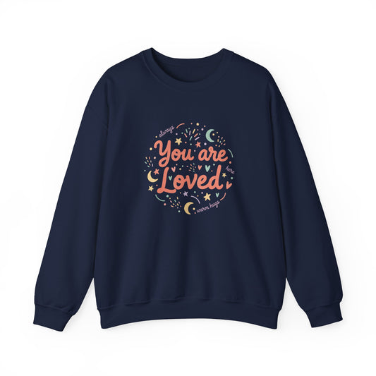 You Are Loved Crewneck Sweatshirt | handwritten doodle design, sketch aesthetic