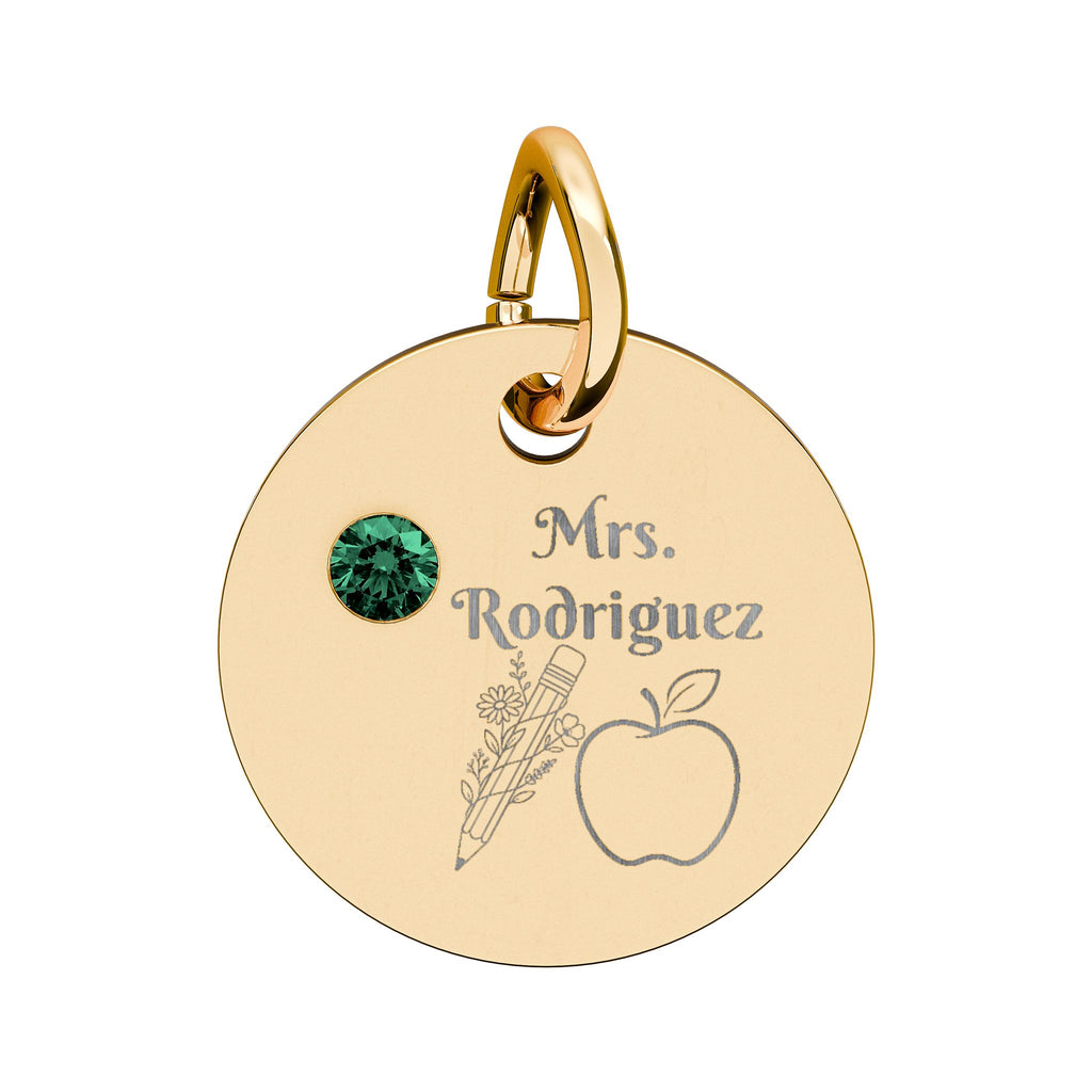 Personalized Teacher Birthstone Charm