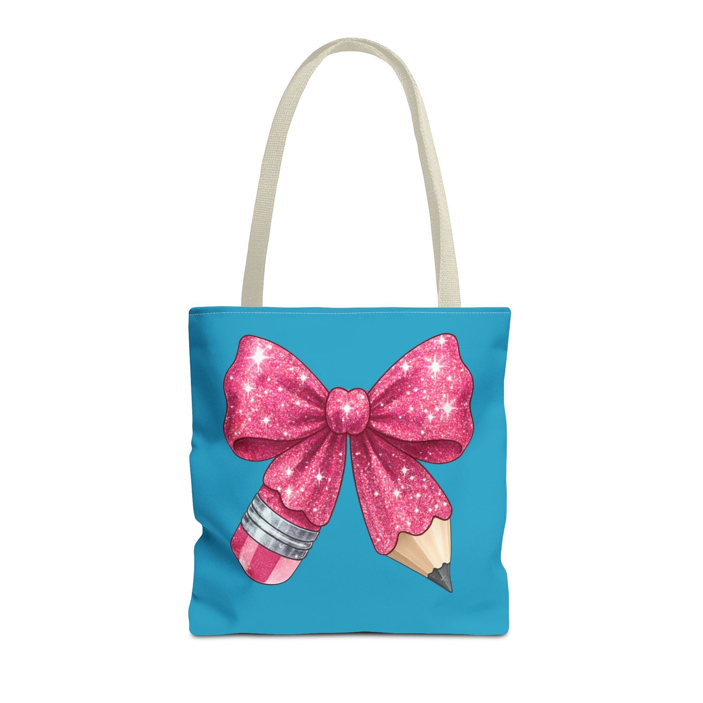 Pink Glitter Pencil & Eraser Tote Bag — Cute Teacher Gift