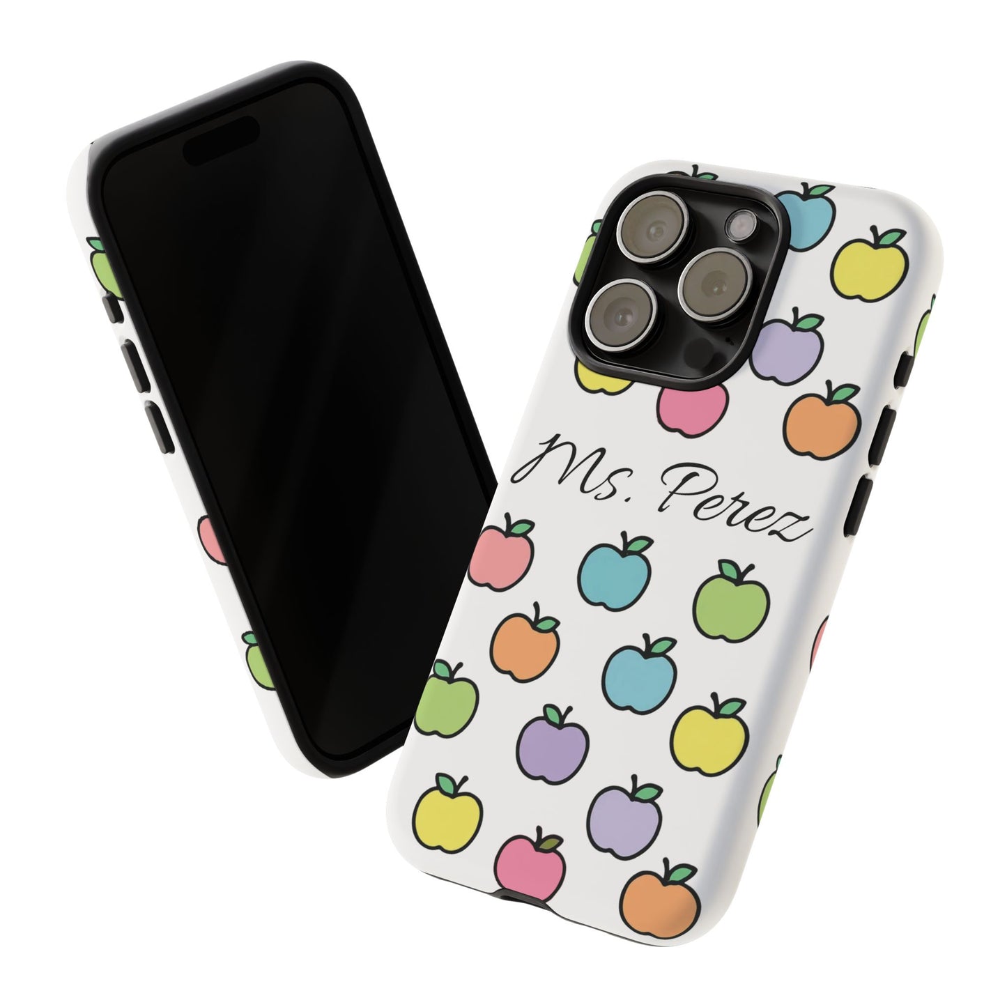 Personalized Teacher Apple Phone Case | Custom Name Teacher iPhone Case | Cute Apple Pattern Phone Case | Teacher Gift