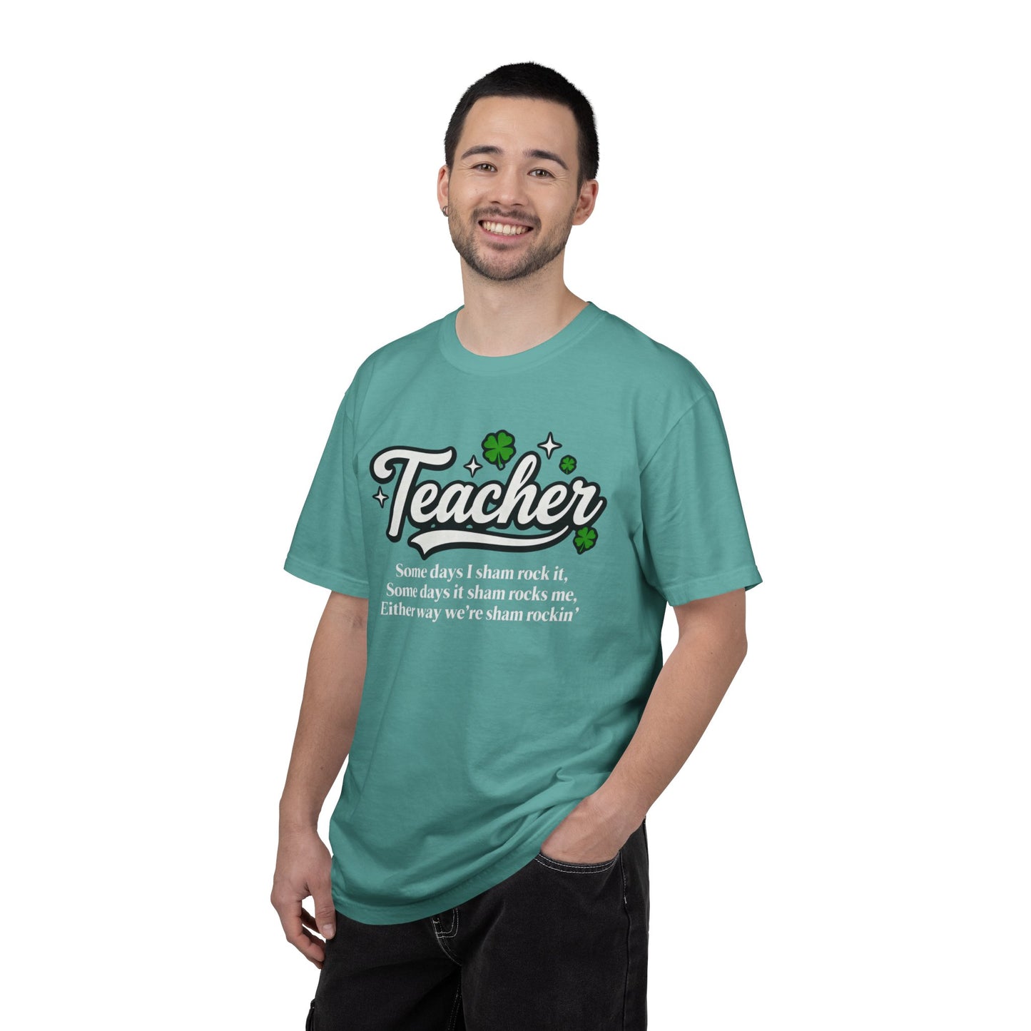 Teacher Shamrock T-Shirt — “Some days I sham rock it” St. Patrick’s Day Gift for Educators