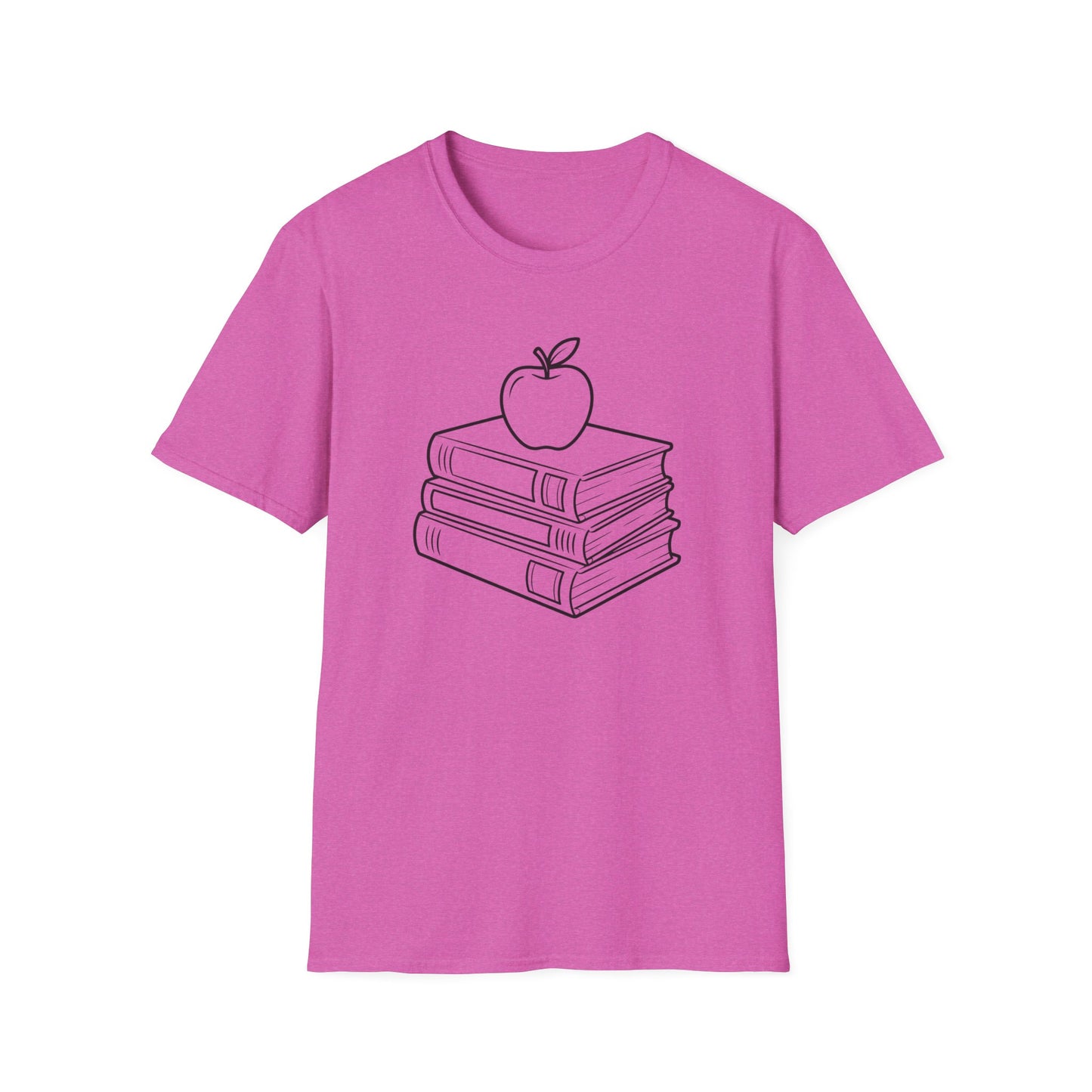 Teacher Apple Stack T‑Shirt — Minimalist Books & Apple Tee for Educators