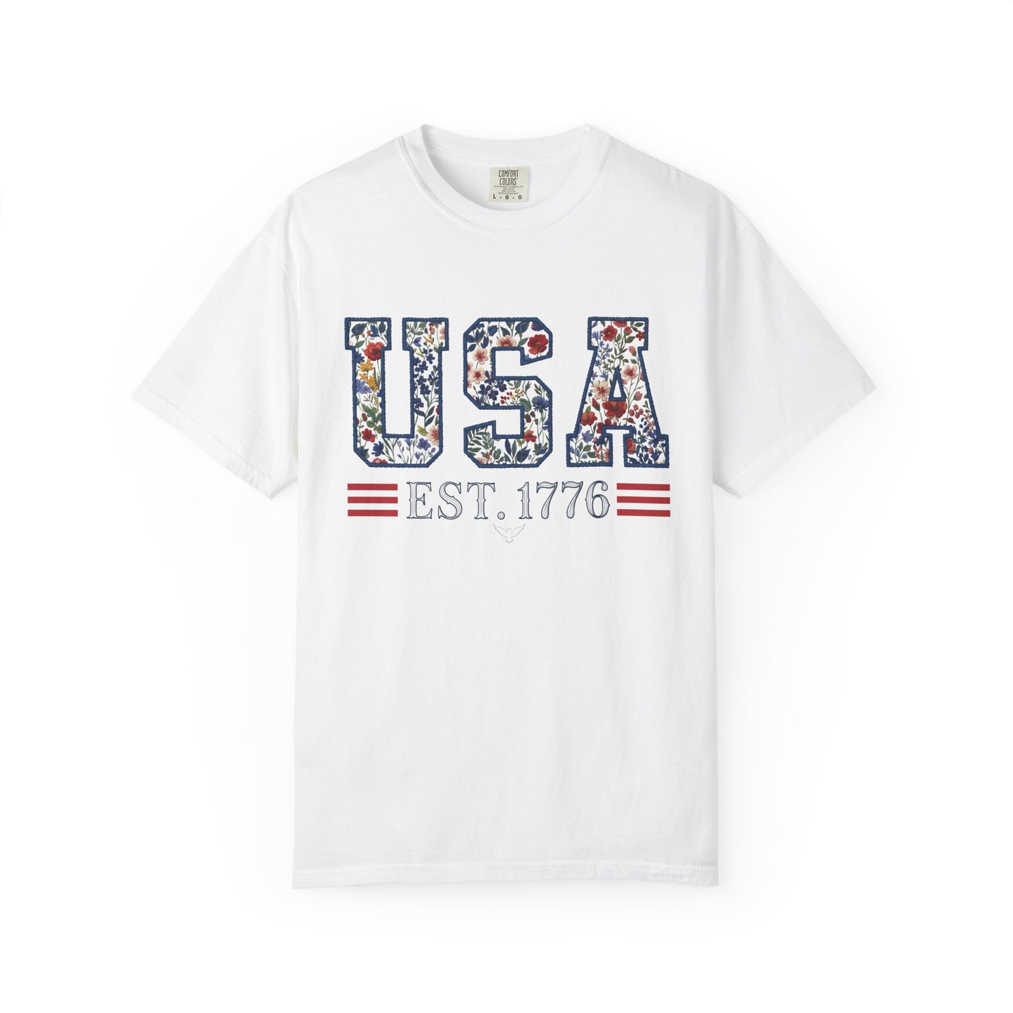 Floral USA Comfort Colors Teacher Shirt: Patriotic History Teacher Tee