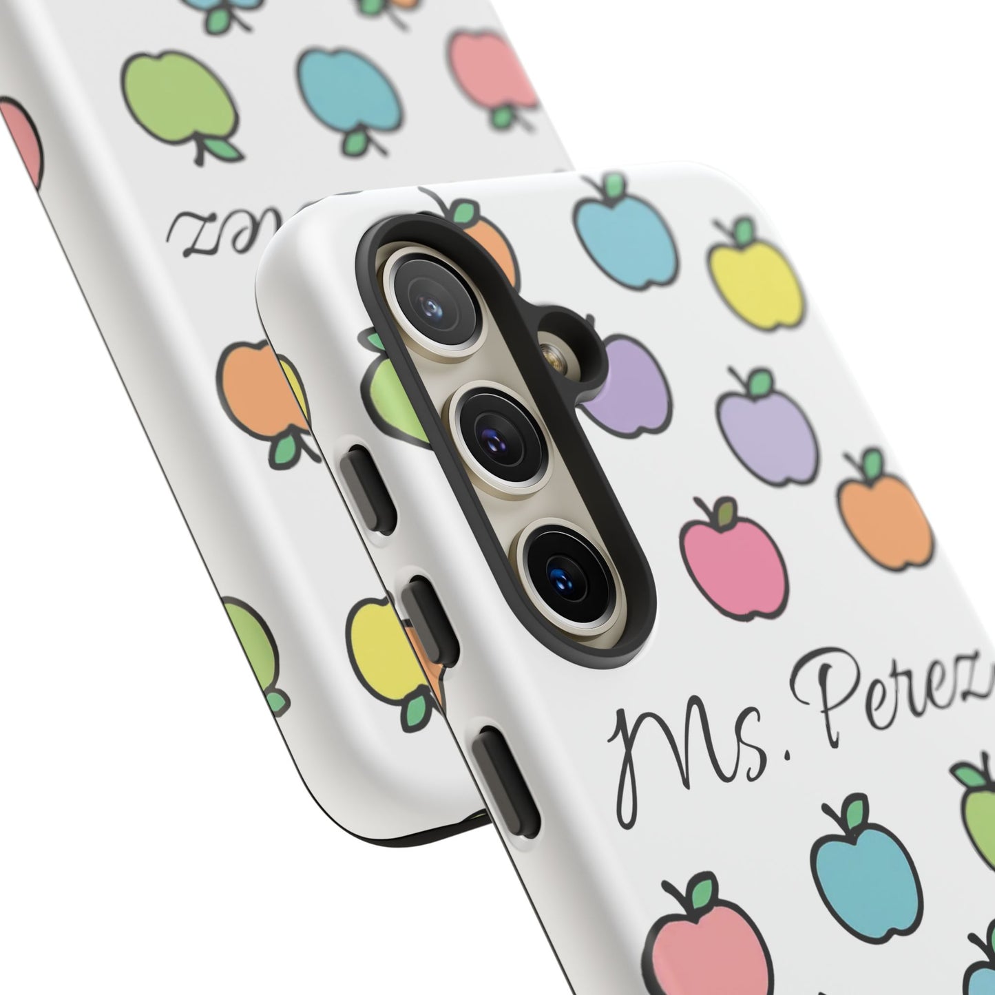 Personalized Teacher Apple Phone Case | Custom Name Teacher iPhone Case | Cute Apple Pattern Phone Case | Teacher Gift
